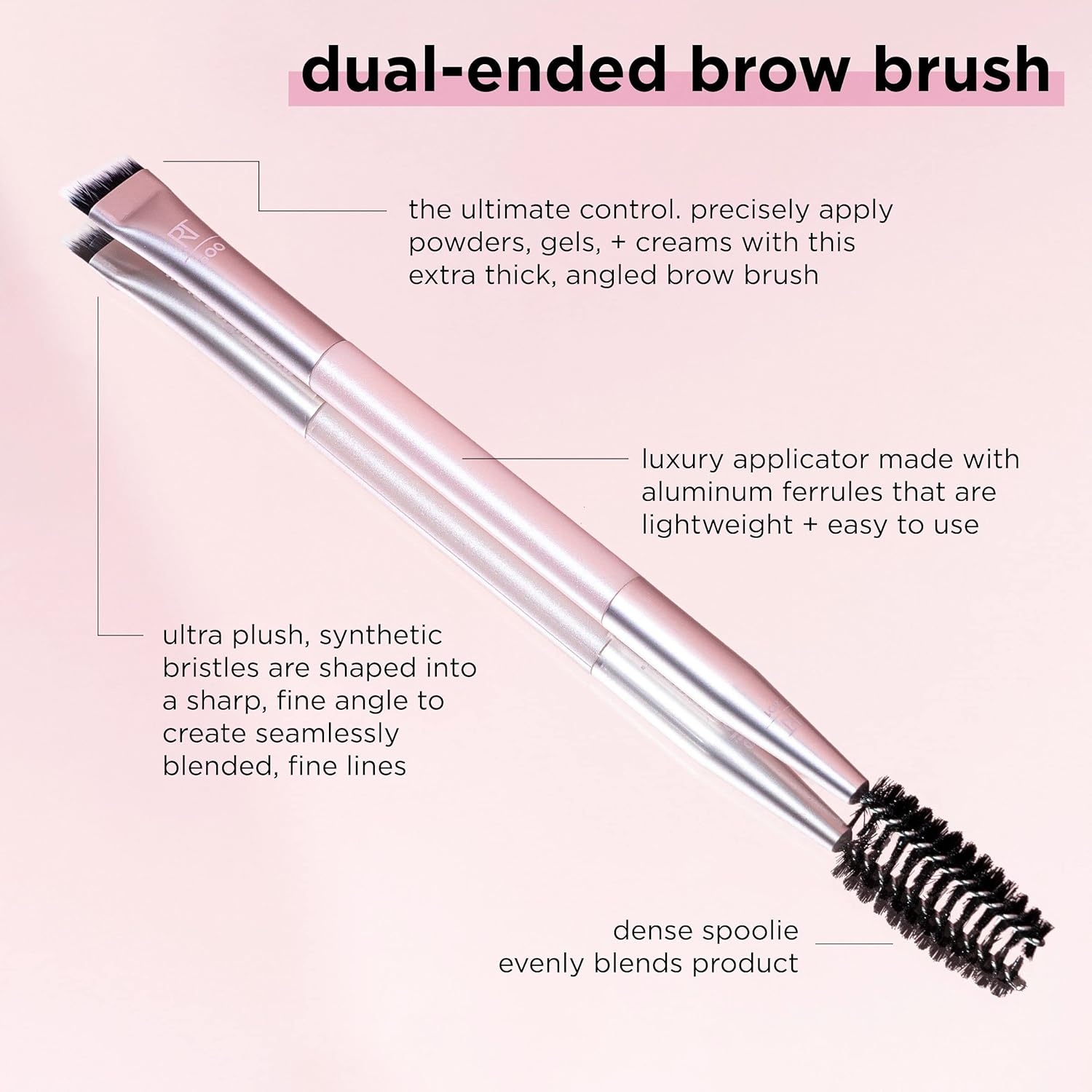 image:imageReal Techniques Brow Shaping Set Spoolie Tweezers amp Brow Brushes DualEnded Tools For Styling amp Shaping Eyebrows Get Full Fluffy Brows Multiuse Brushes CrueltyFree 3 Piece SetDualEnded Brow Brush