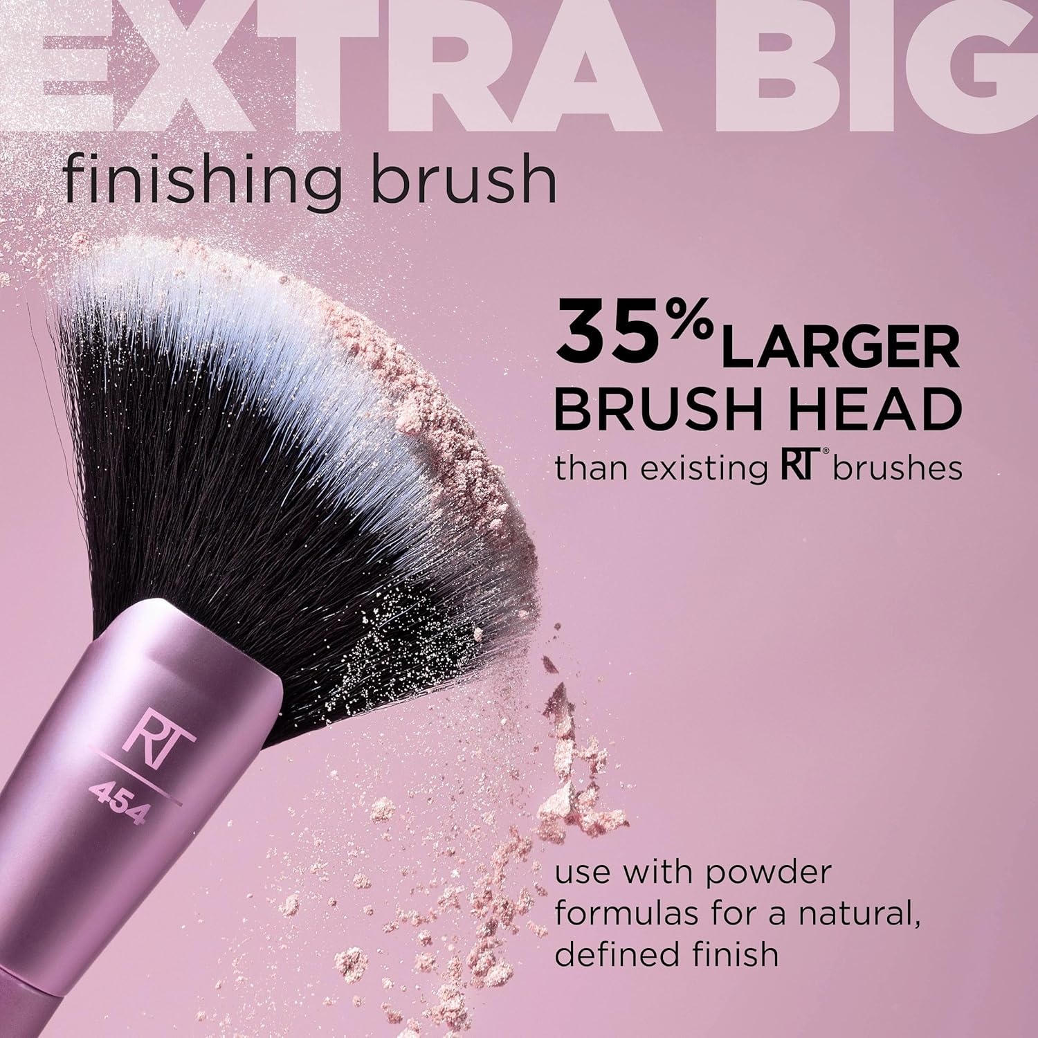 image:imageReal Techniques Extra Big Finishing Brush Large Makeup Brush For Powder Bronzer Highlight amp Contour XL Oversized Fan Brush For Quick Application CrueltyFree Synthetic Bristles 1 CountPink