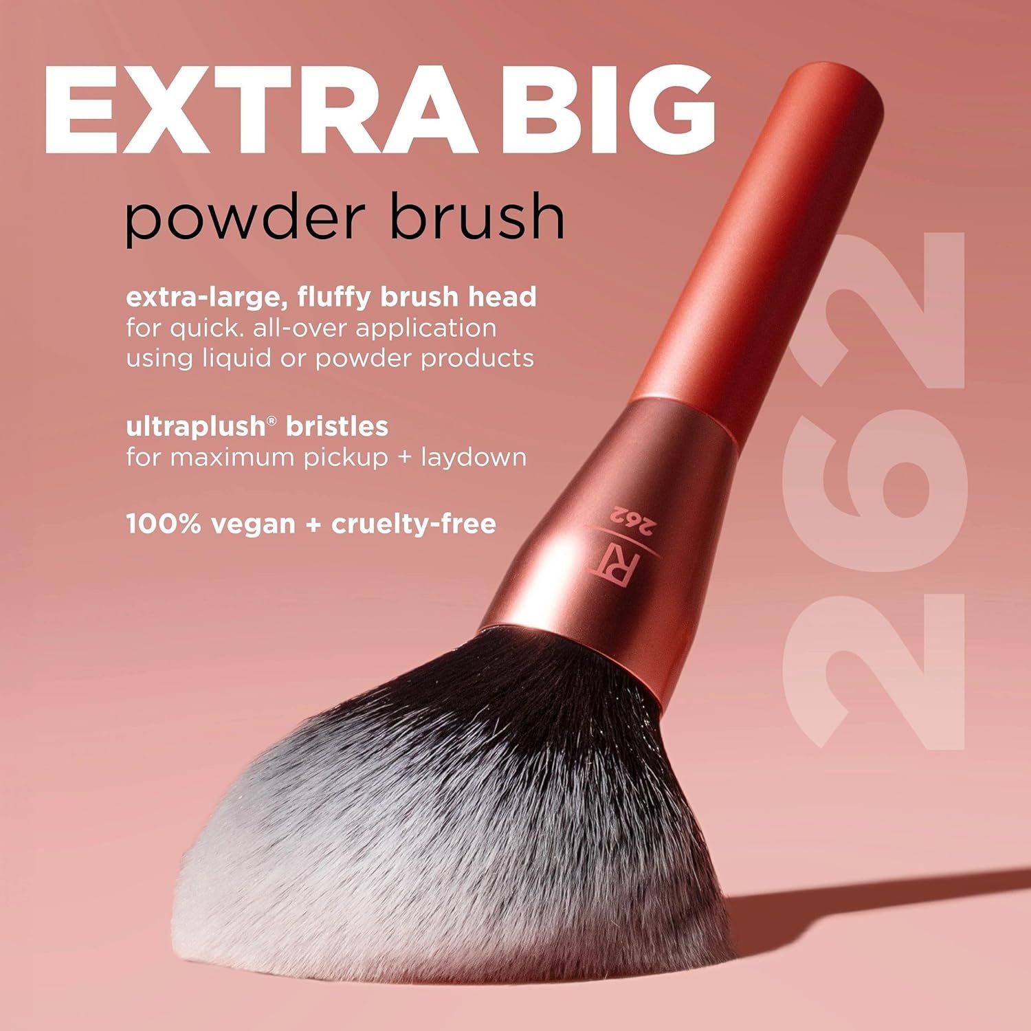 image:imageReal Techniques Extra Big Finishing Brush Large Makeup Brush For Powder Bronzer Highlight amp Contour XL Oversized Fan Brush For Quick Application CrueltyFree Synthetic Bristles 1 CountPink