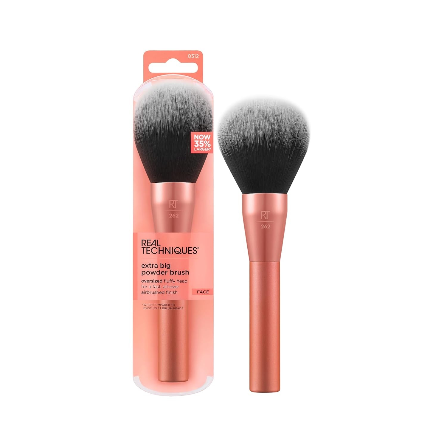 image:imageReal Techniques Extra Big Finishing Brush Large Makeup Brush For Powder Bronzer Highlight amp Contour XL Oversized Fan Brush For Quick Application CrueltyFree Synthetic Bristles 1 CountPink