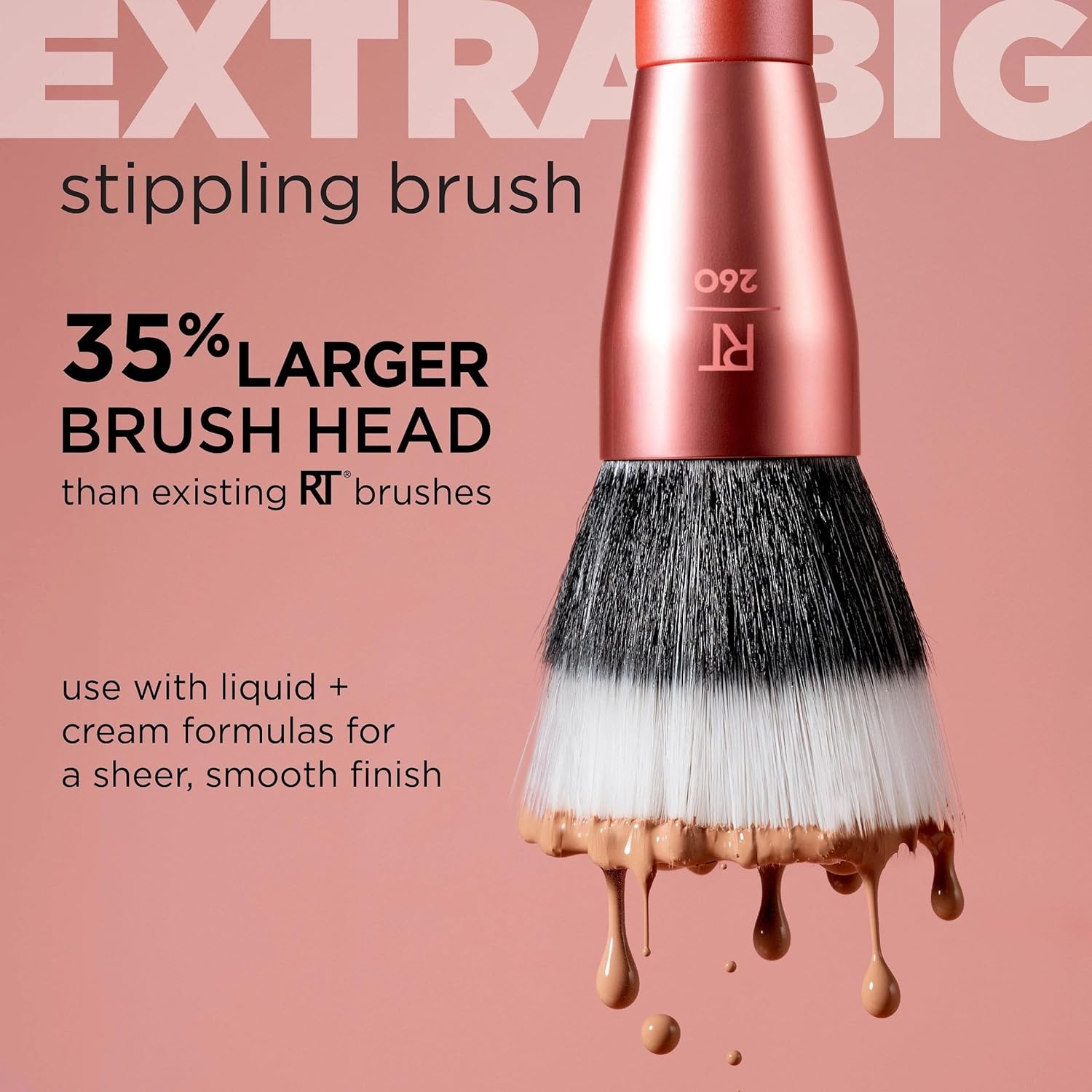 image:imageReal Techniques Extra Big Finishing Brush Large Makeup Brush For Powder Bronzer Highlight amp Contour XL Oversized Fan Brush For Quick Application CrueltyFree Synthetic Bristles 1 CountPink