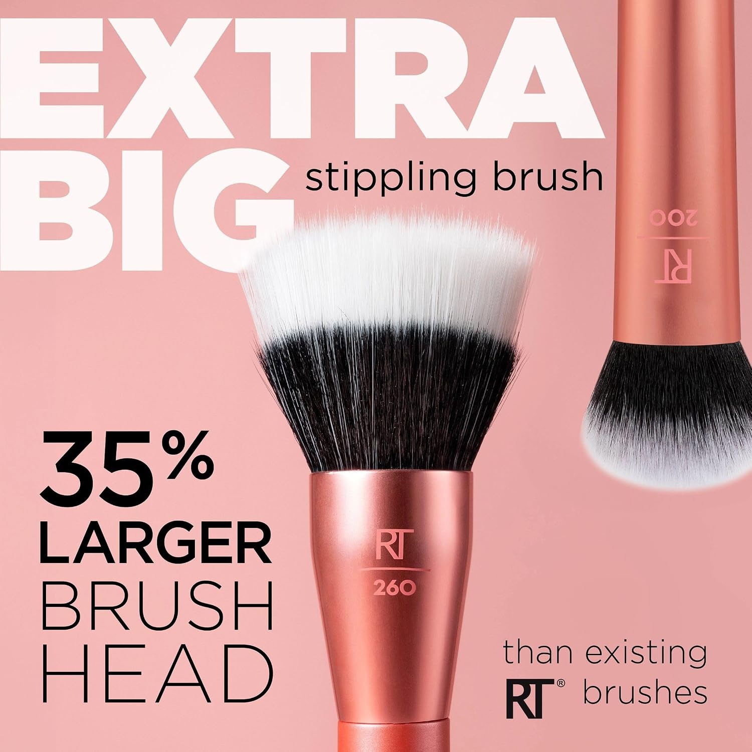image:imageReal Techniques Extra Big Finishing Brush Large Makeup Brush For Powder Bronzer Highlight amp Contour XL Oversized Fan Brush For Quick Application CrueltyFree Synthetic Bristles 1 CountPink