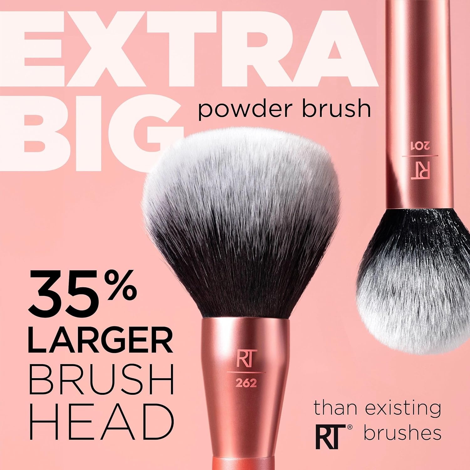 image:imageReal Techniques Extra Big Finishing Brush Large Makeup Brush For Powder Bronzer Highlight amp Contour XL Oversized Fan Brush For Quick Application CrueltyFree Synthetic Bristles 1 CountPink