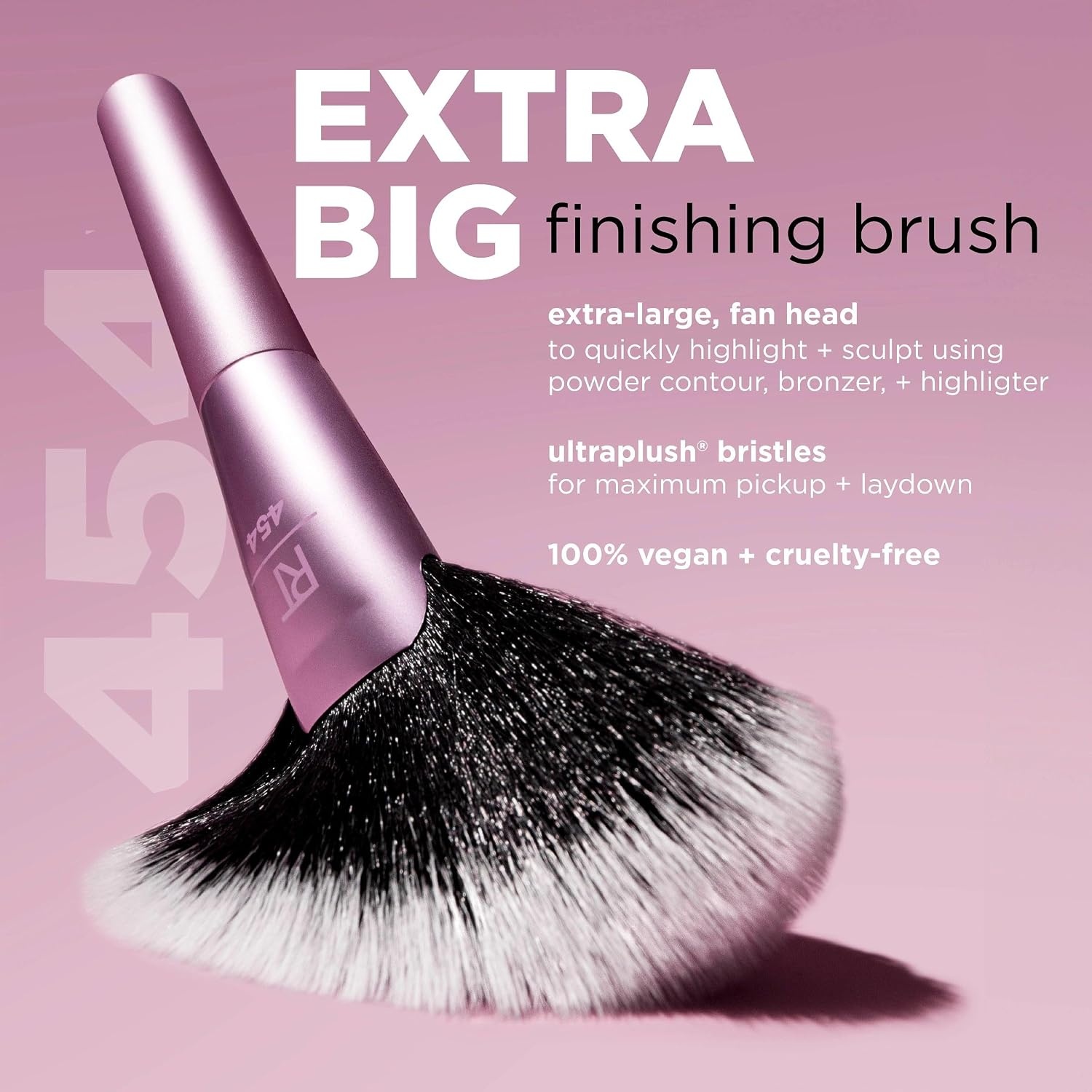 image:imageReal Techniques Extra Big Finishing Brush Large Makeup Brush For Powder Bronzer Highlight amp Contour XL Oversized Fan Brush For Quick Application CrueltyFree Synthetic Bristles 1 CountPink