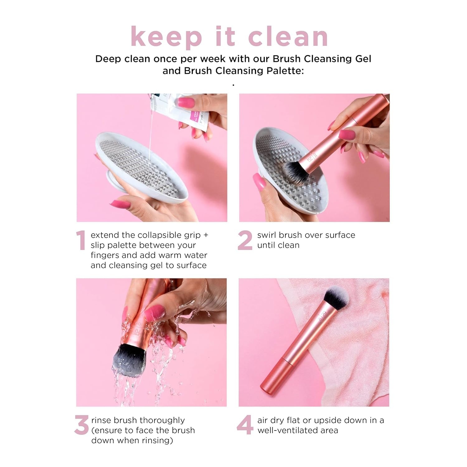 image:imageReal Techniques Extra Big Finishing Brush Large Makeup Brush For Powder Bronzer Highlight amp Contour XL Oversized Fan Brush For Quick Application CrueltyFree Synthetic Bristles 1 CountPink