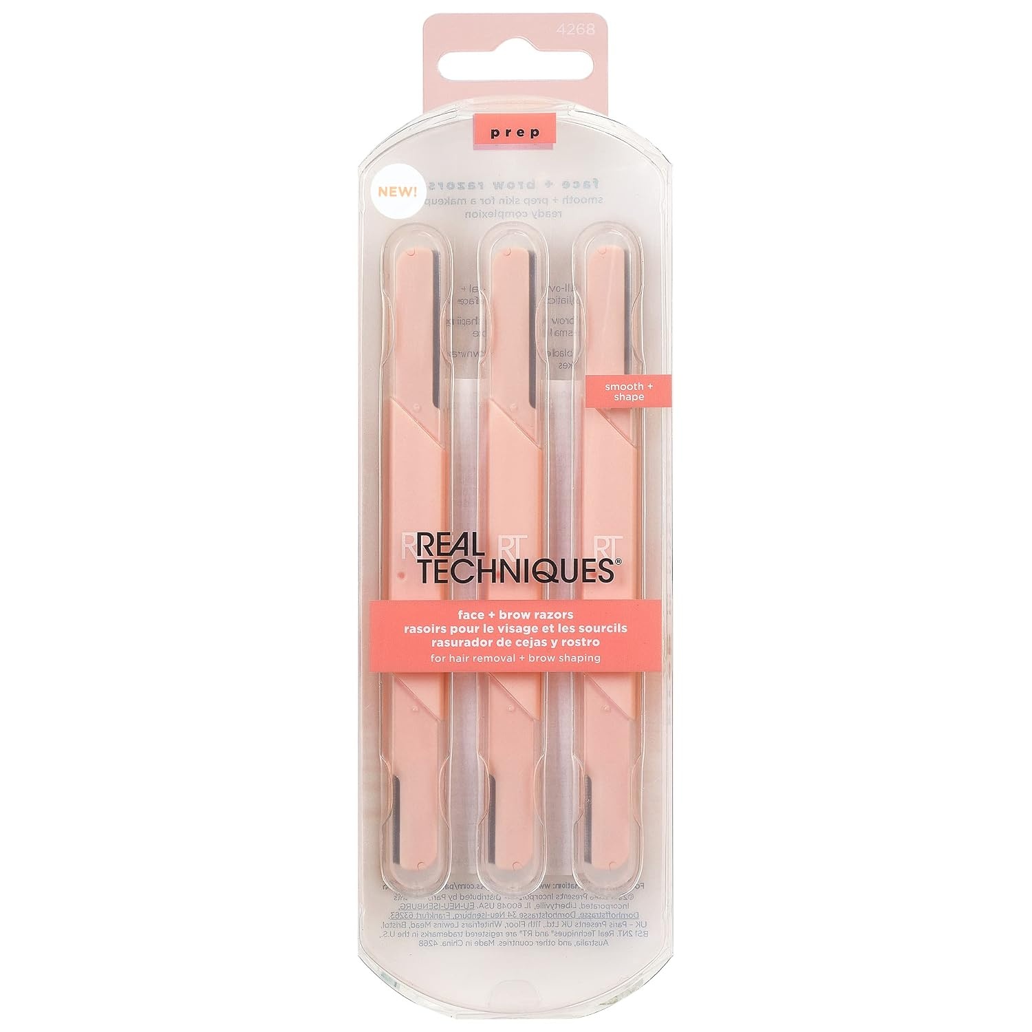 image:imageReal Techniques Face and Brow Razors Dual Ended Exfoliating Dermaplaning Womens Face Razor Multipurpose Facial Razors Precision Trimming for Peach Fuzz Dermablading Multiuse 3 Piece Set3 Count Pack of 2
