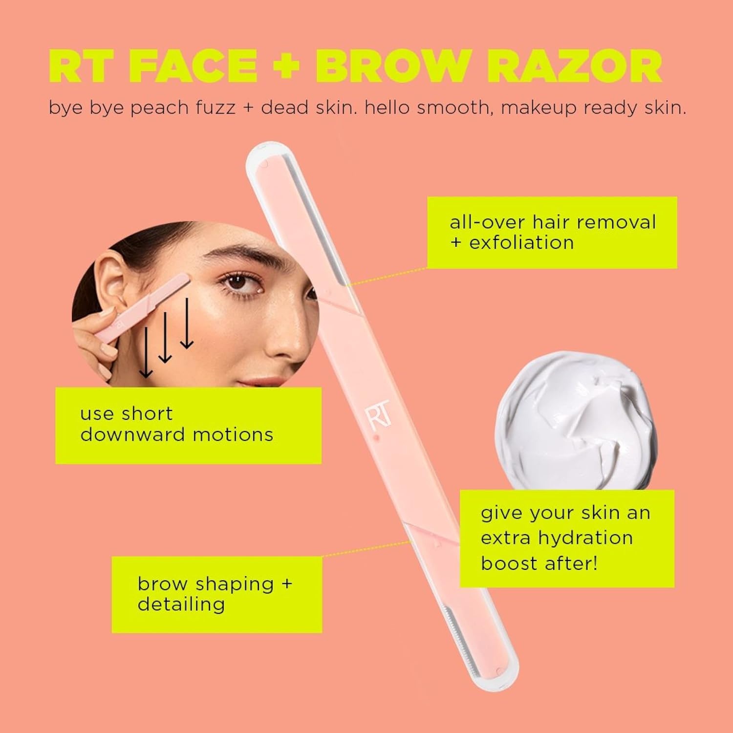 image:imageReal Techniques Face and Brow Razors Dual Ended Exfoliating Dermaplaning Womens Face Razor Multipurpose Facial Razors Precision Trimming for Peach Fuzz Dermablading Multiuse 3 Piece Set3 Count Pack of 2
