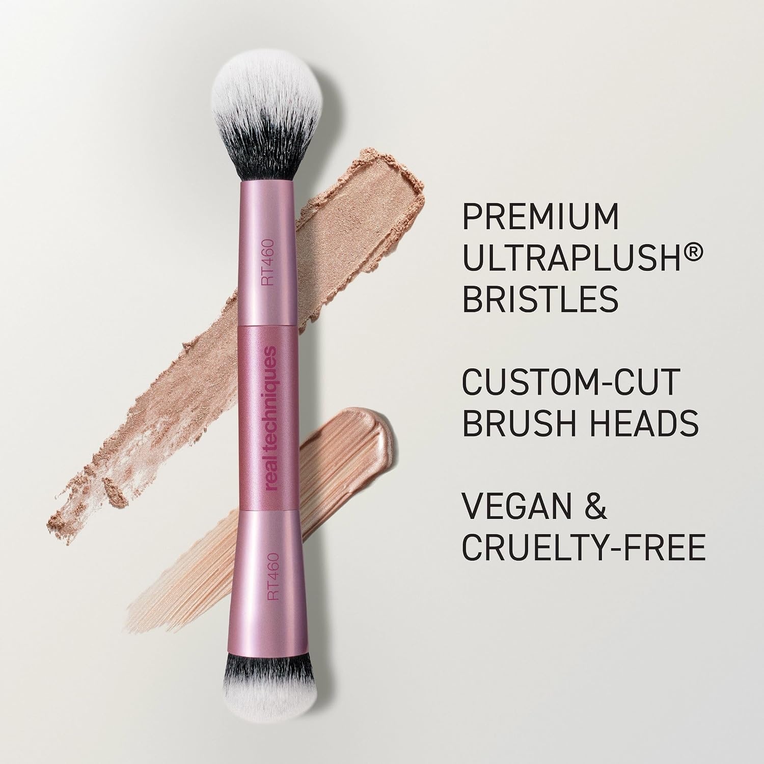 image:imageReal Techniques Highlight amp Detail Brush Precision DualDensity Highlighter amp Contour Makeup Brush for Liquid Cream amp Powder Formula Synthetic Bristles Vegan amp CrueltyFree