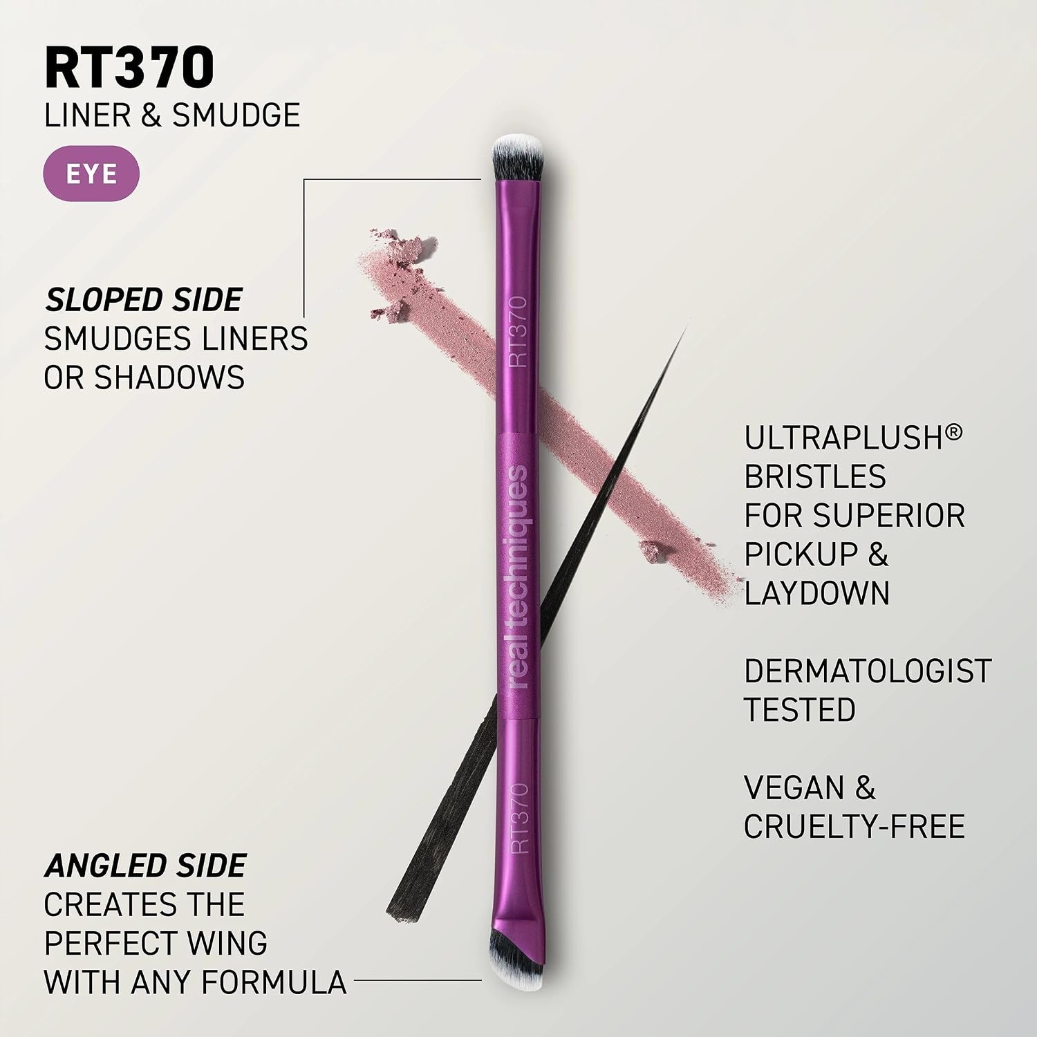 image:imageReal Techniques Liner amp Smudge Brush DualEnded Eye Brush for Eyeliner Eyeshadow amp Smoky Eye Blending Precision Detail Makeup Brush with Soft Bristles CrueltyFree 1 CountLiner Smudge Brush