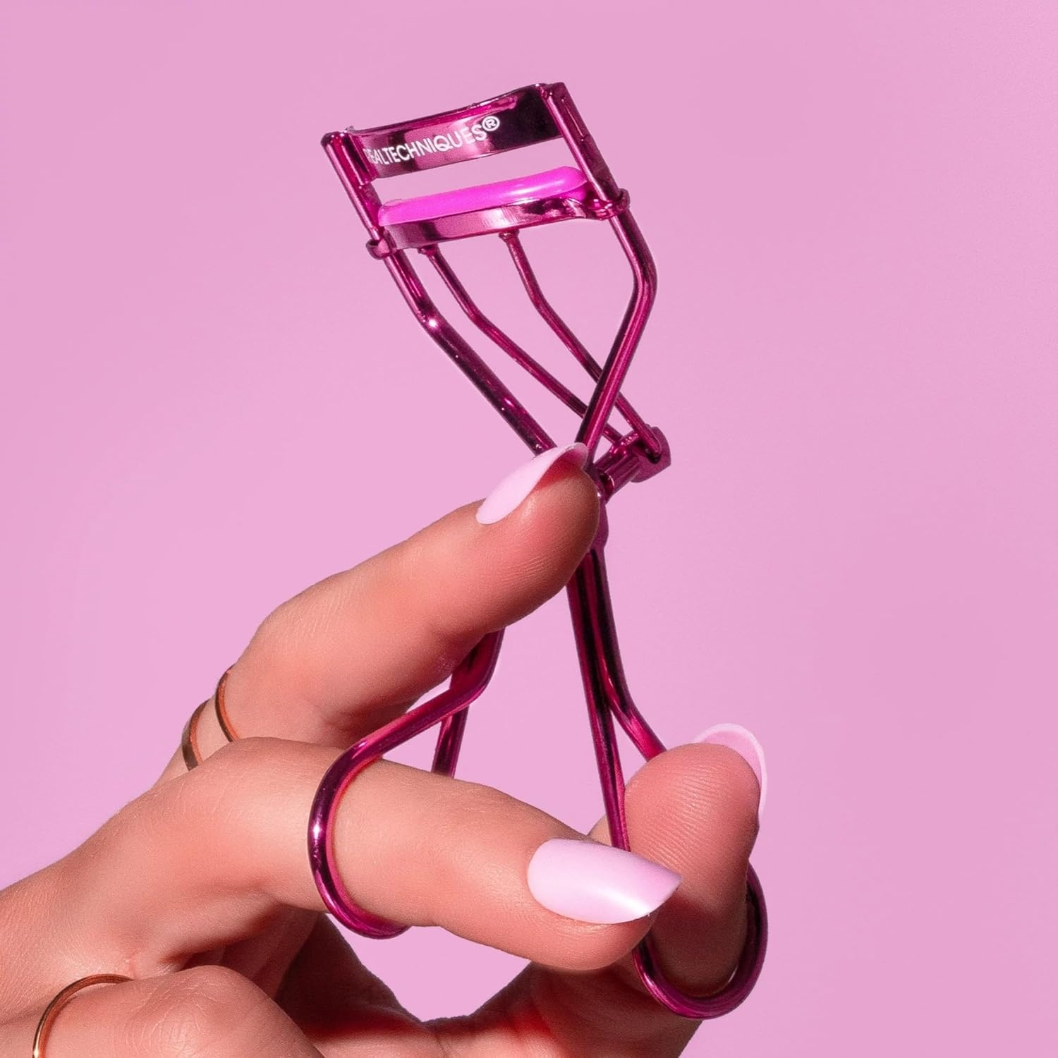 image:imageReal Techniques Miracle Eyelash Curler Gentle Lash Tool for Lifted Lashes Use with Mascara for Extra Volume TravelSize Lash Curler Comfort Grip amp PinchFree Design Pink CrueltyFree 1 Count