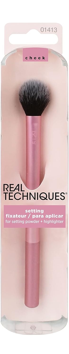 image:imageReal Techniques Setting Brush With Ultra Plush Custom Cut Synthetic Bristles and Extended Aluminum Ferrules to Build CoveragePink