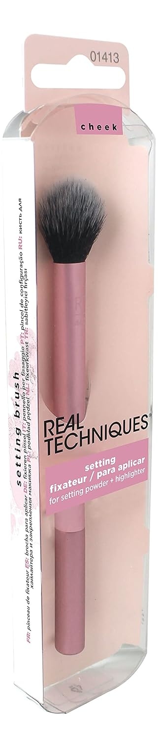 image:imageReal Techniques Setting Brush With Ultra Plush Custom Cut Synthetic Bristles and Extended Aluminum Ferrules to Build CoveragePink