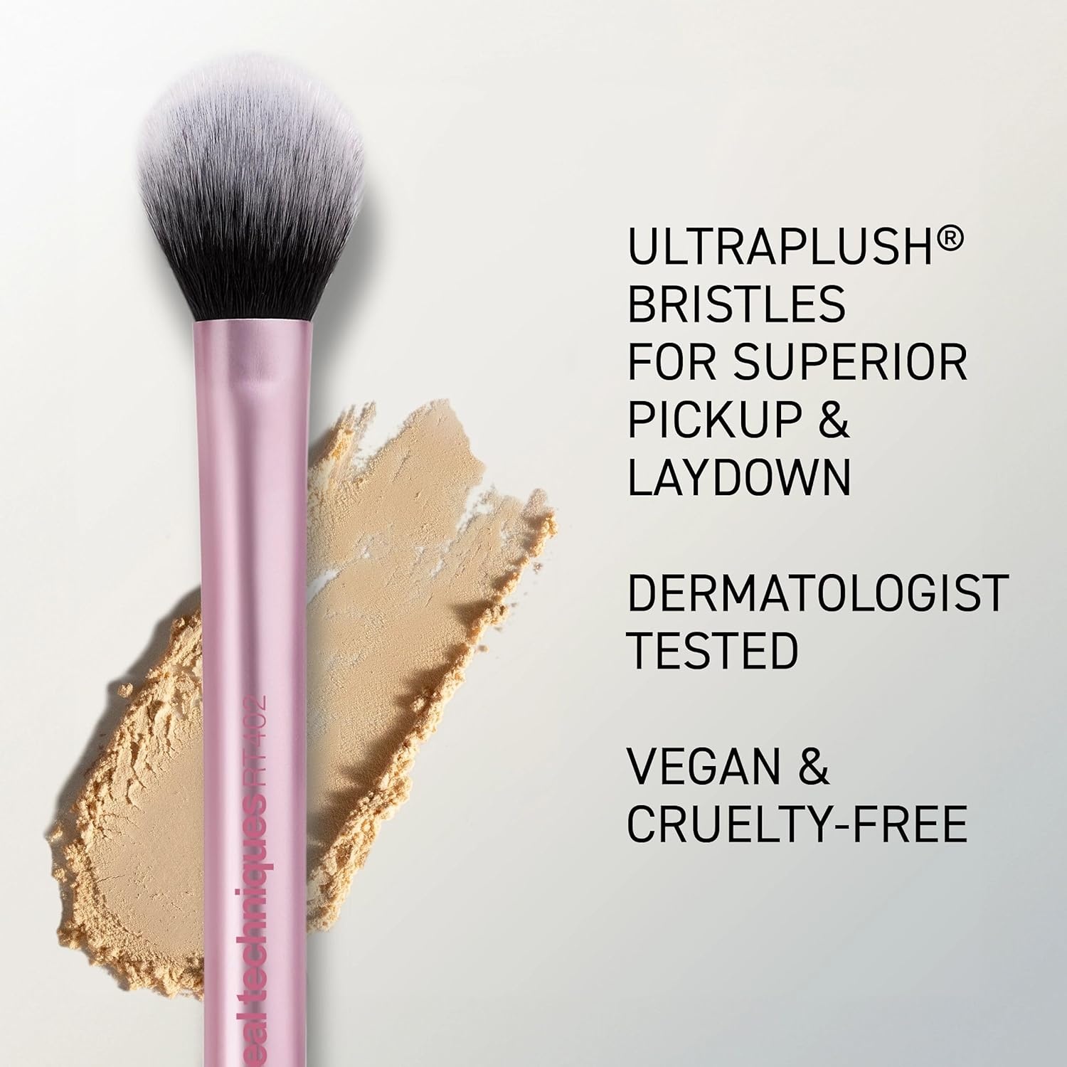 image:imageReal Techniques Setting Brush With Ultra Plush Custom Cut Synthetic Bristles and Extended Aluminum Ferrules to Build CoveragePink