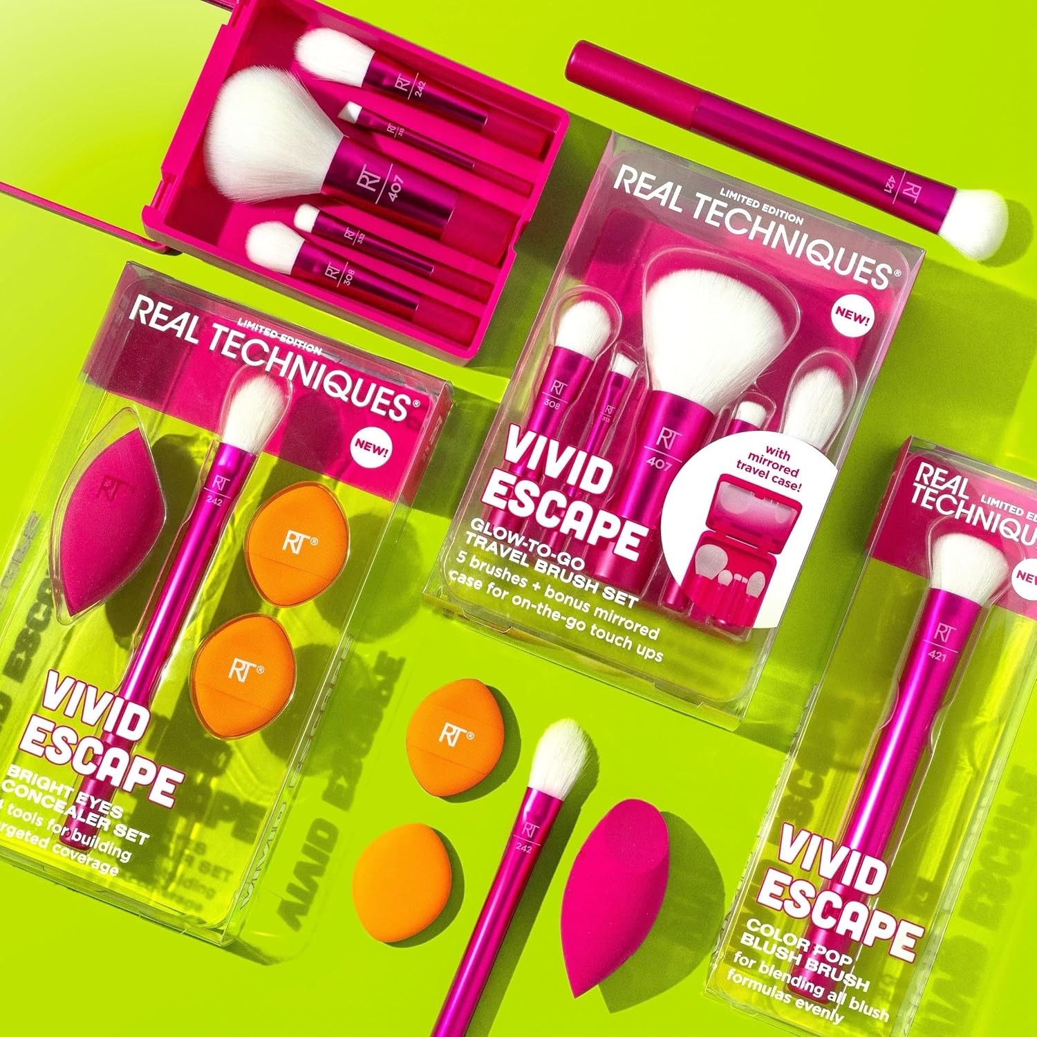 image:imageReal Techniques Vivid Escape Color Pop Blush Brush Multipurpose Makeup Brush For Easy Blending Use With Liquid amp Cream Blush Synthetic Soft Bristles CrueltyFree amp Vegan 1 Count1 Count Pack of 4