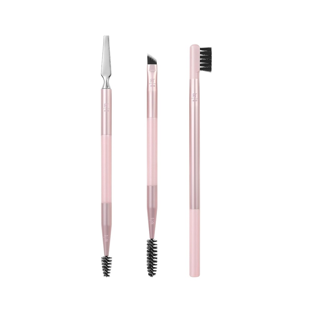 image:imageReal Techniques Brow Shaping Set Spoolie Tweezers amp Brow Brushes DualEnded Tools For Styling amp Shaping Eyebrows Get Full Fluffy Brows Multiuse Brushes CrueltyFree 3 Piece SetBrow Styling Set