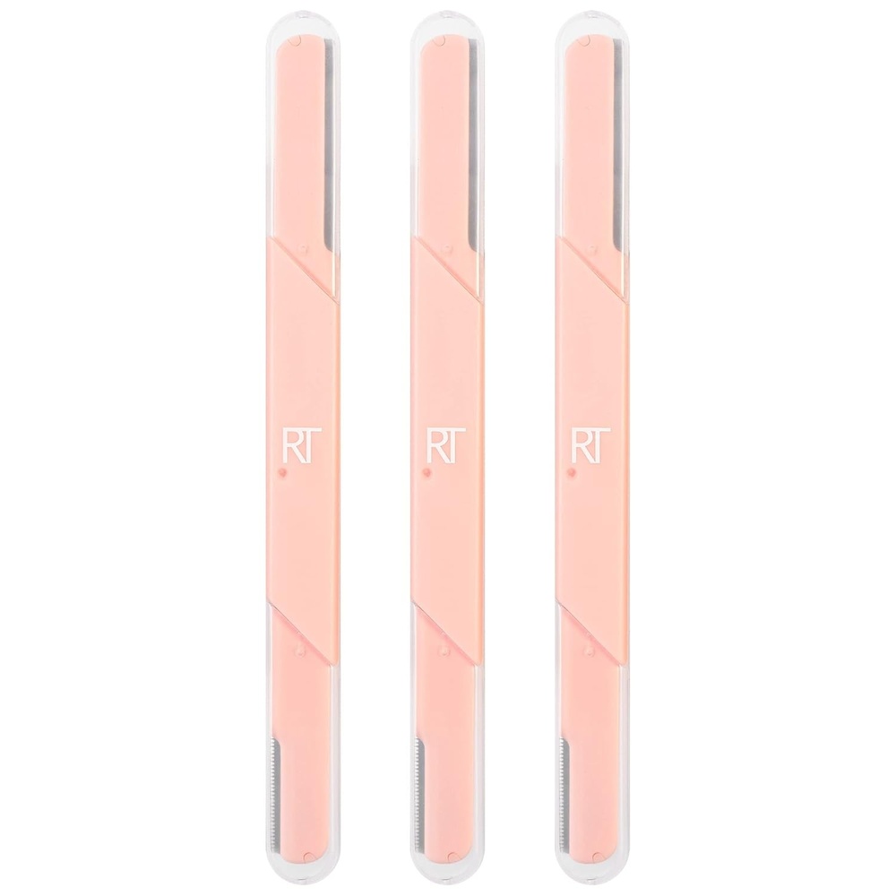 image:imageReal Techniques Face and Brow Razors Dual Ended Exfoliating Dermaplaning Womens Face Razor Multipurpose Facial Razors Precision Trimming for Peach Fuzz Dermablading Multiuse 3 Piece Set3 Count Pack of 1
