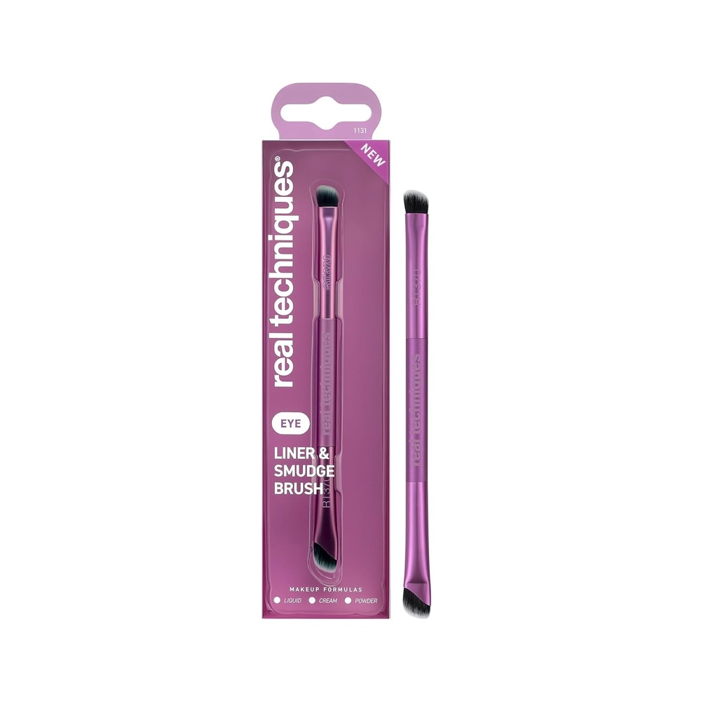 image:imageReal Techniques Liner amp Smudge Brush DualEnded Eye Brush for Eyeliner Eyeshadow amp Smoky Eye Blending Precision Detail Makeup Brush with Soft Bristles CrueltyFree 1 CountLiner  Smudge Brush