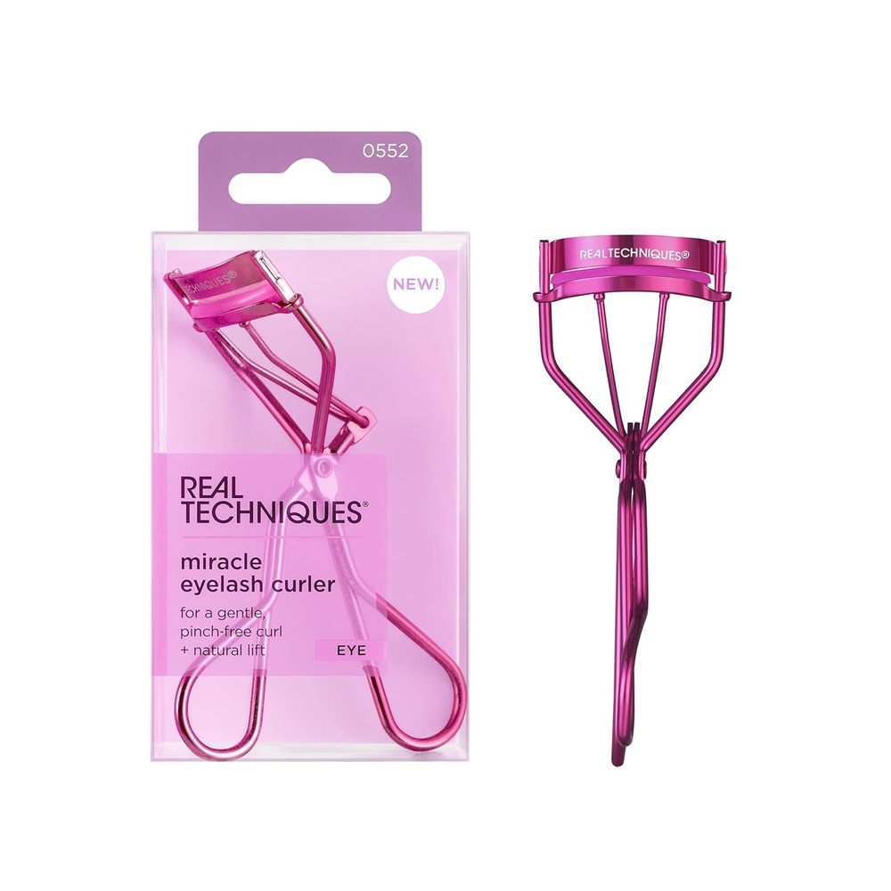 image:imageReal Techniques Miracle Eyelash Curler Gentle Lash Tool for Lifted Lashes Use with Mascara for Extra Volume TravelSize Lash Curler Comfort Grip amp PinchFree Design Pink CrueltyFree 1 Count