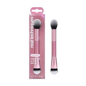 Real Techniques Highlight & Detail Brush, Precision Dual-Density Highlighter & Contour Makeup Brush for Liquid, Cream & Powder Formula, Synthetic Bristles, Vegan & Cruelty-Free