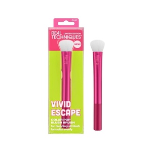 Real Techniques Vivid Escape Color Pop Blush Brush, Multipurpose Makeup Brush For Easy Blending, Use With Liquid & Cream Blush, Synthetic, Soft Bristles, Cruelty-Free & Vegan, 1 Count(1 Count (Pack of 1))