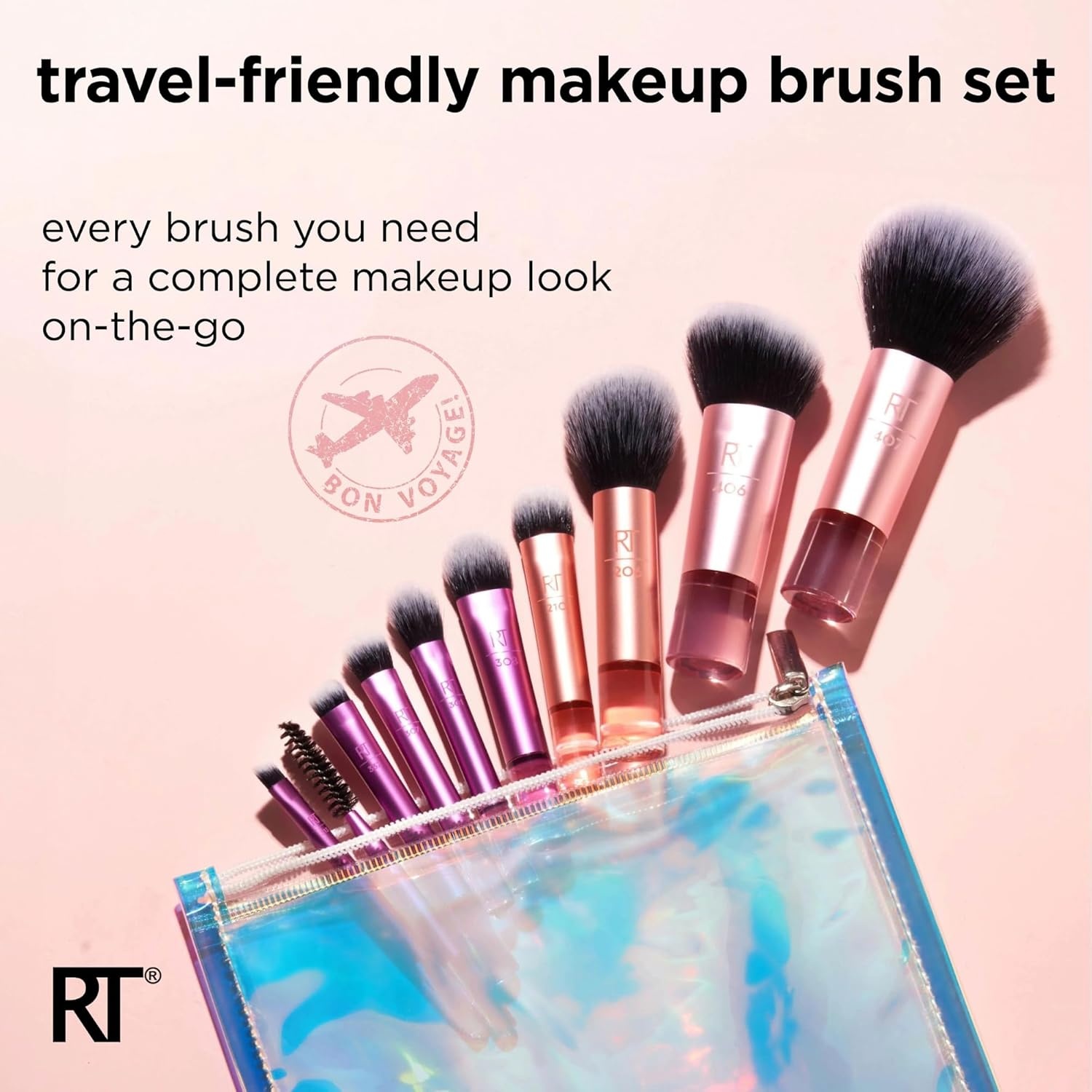 image:imageReal Techniques 11 Piece Travel Fantasy Mini Brush Set Travel Size Makeup Brushes For Foundation Eyeshadow Powder Blush Contour amp Concealer Makeup Bag Included Gift Set CrueltyFree10 Piece Set