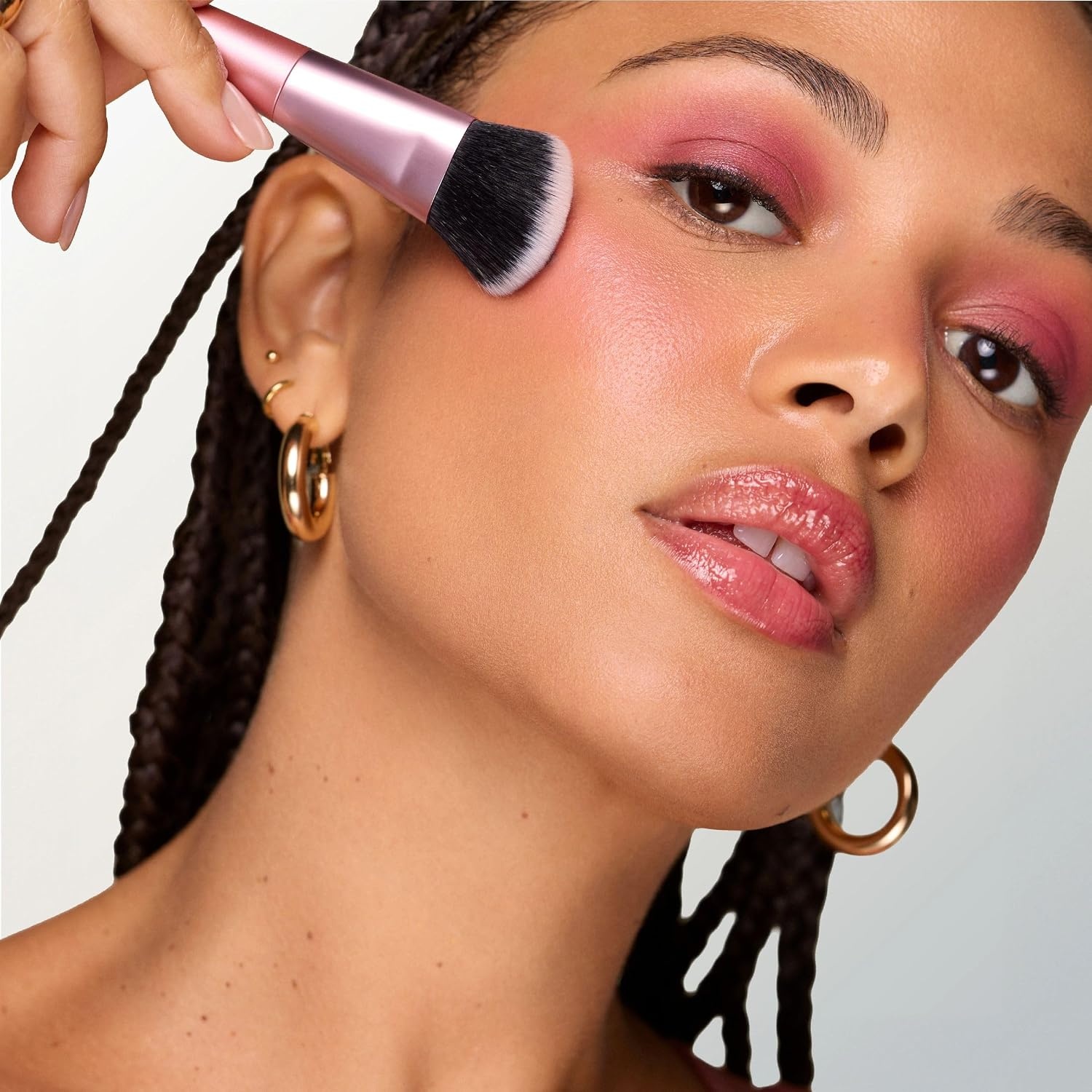 image:imageReal Techniques 3 Piece Cheeky Trio Makeup Brush Set Blush amp Bronzer Brush Set Cream amp Liquid Blush Brush Bronzing Brush amp Blurring Blush Puff Vegan amp CrueltyFree
