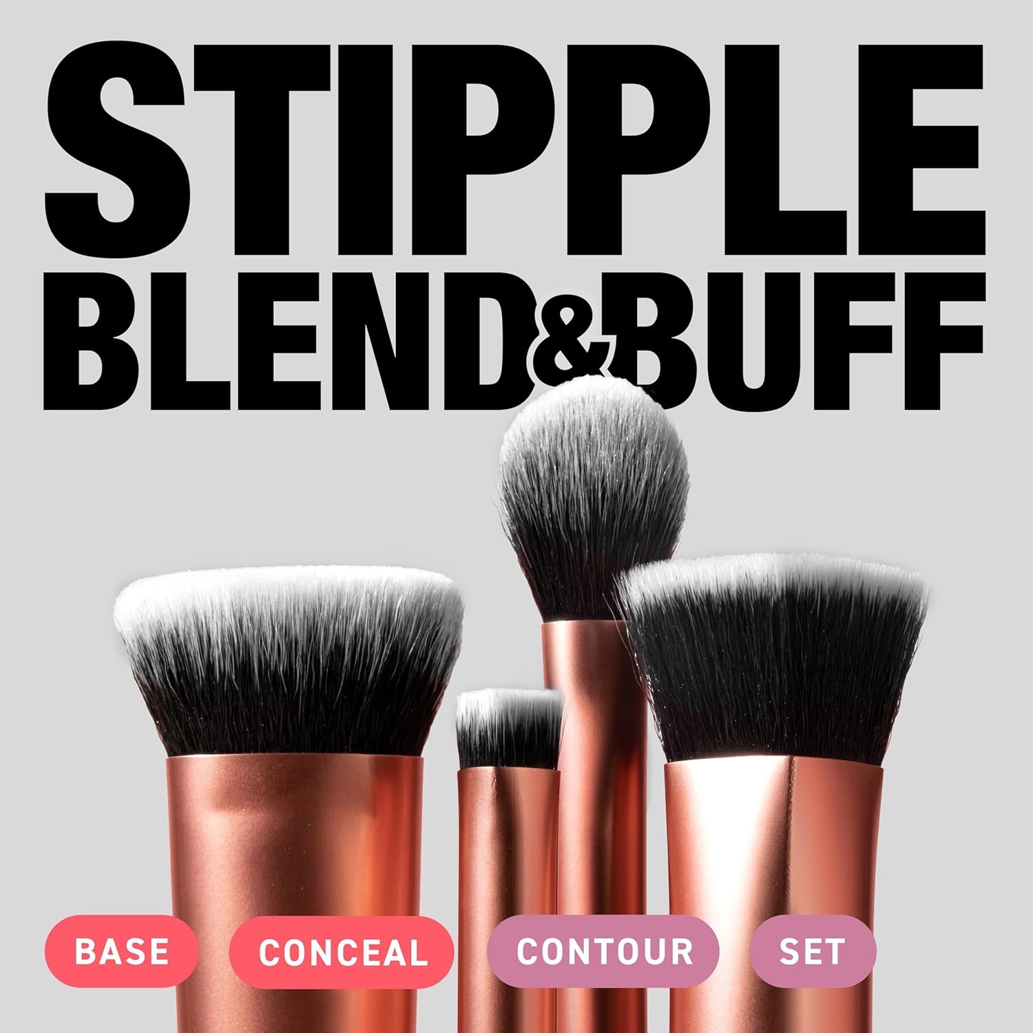image:imageReal Techniques 4 Piece Face Base Makeup Brush Set For Concealer Foundation Contour amp Setting Powder Makeup Brushes For Blending amp Buffing amp Sculpting Travel Friendly Gift Set CrueltyFreeFace Base Kit 4 Piece Set
