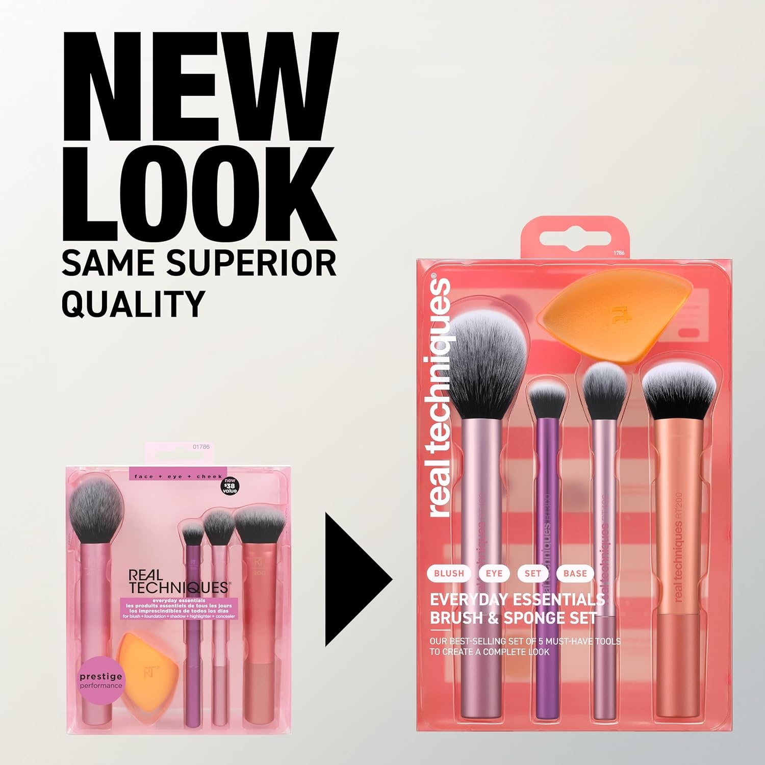 image:imageReal Techniques 6 Piece Everyday Essentials Makeup Brush Set Includes 4 Brushes amp 2 Makeup Sponges For Foundation Blush Bronzer Contour Eyeshadow amp Powder Travel Gift Set CrueltyFree amp Vegan1 Count Pack of 1