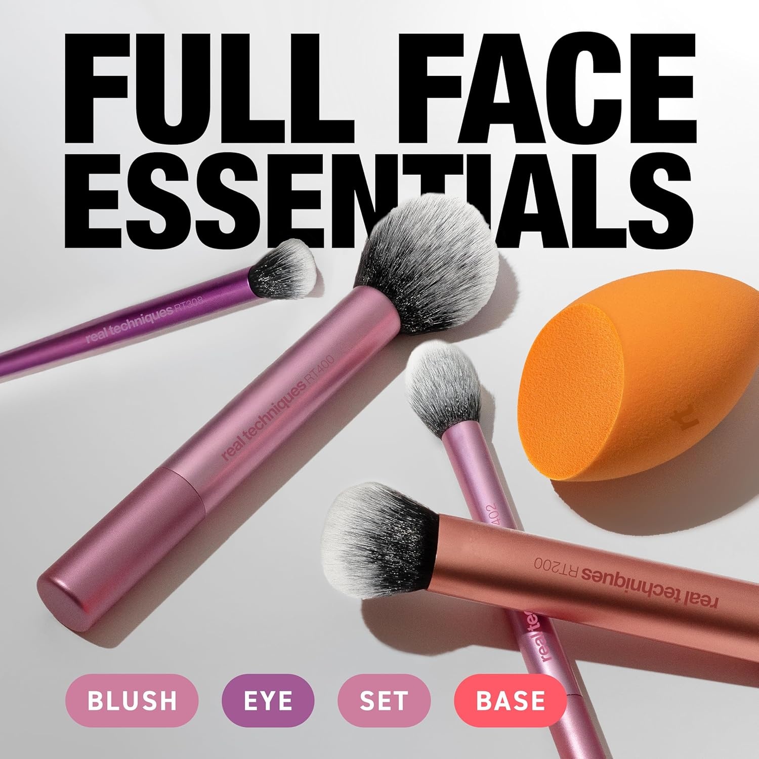 image:imageReal Techniques 6 Piece Everyday Essentials Makeup Brush Set Includes 4 Brushes amp 2 Makeup Sponges For Foundation Blush Bronzer Contour Eyeshadow amp Powder Travel Gift Set CrueltyFree amp Vegan1 Count Pack of 1