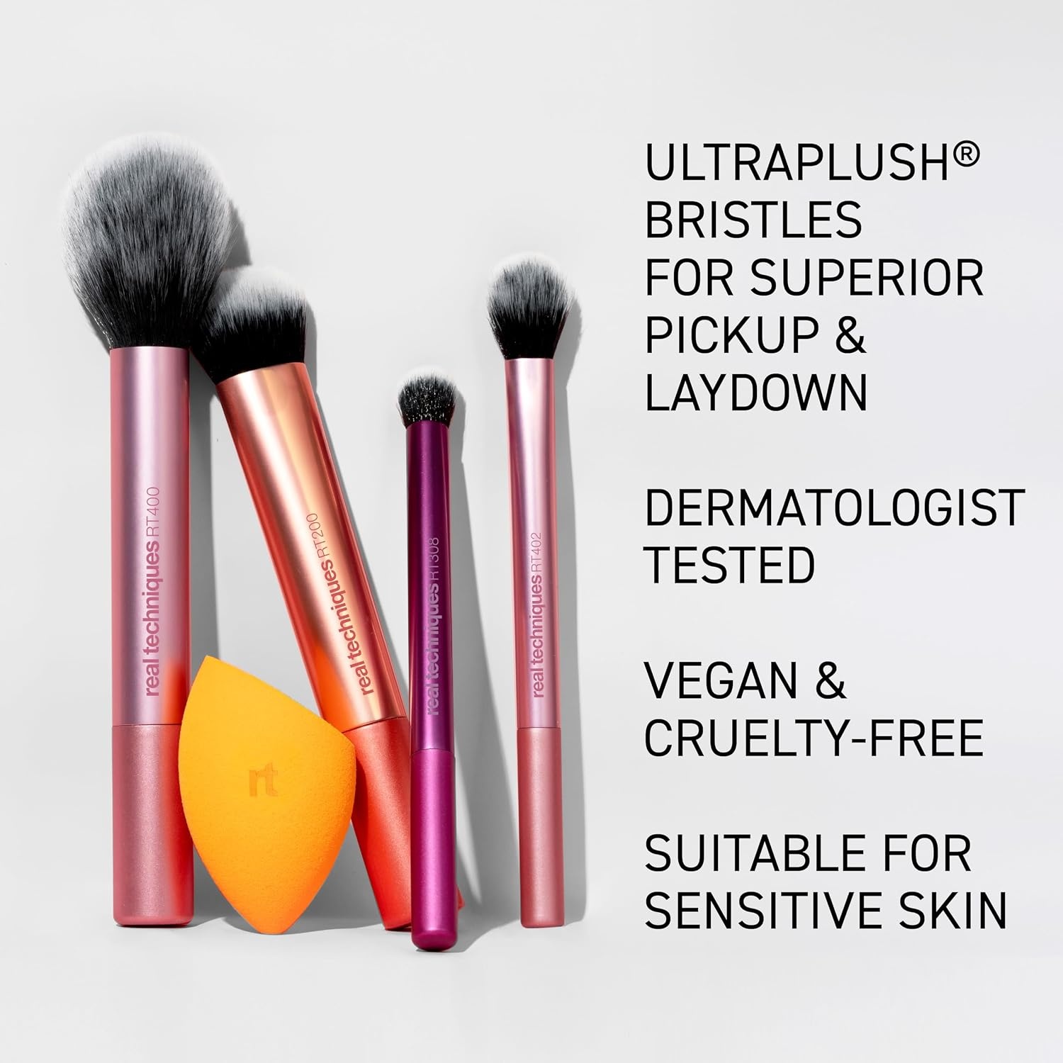 image:imageReal Techniques 6 Piece Everyday Essentials Makeup Brush Set Includes 4 Brushes amp 2 Makeup Sponges For Foundation Blush Bronzer Contour Eyeshadow amp Powder Travel Gift Set CrueltyFree amp Vegan1 Count Pack of 1
