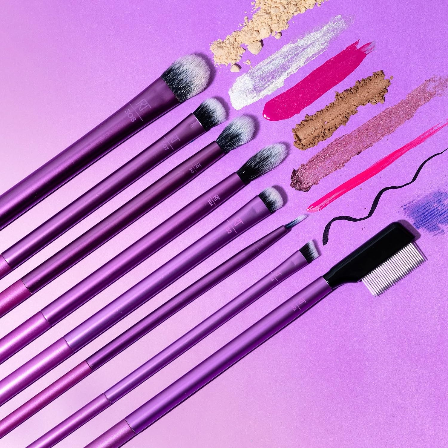 image:imageReal Techniques 8 Piece Everyday Eye Essentials Makeup Brush Set Eye Brushes for Eye Liner Eyeshadow Brows amp Lashes Travel Friendly Gift Set Synthetic Bristles CrueltyFree amp Vegan8 Piece Set Pack of 8
