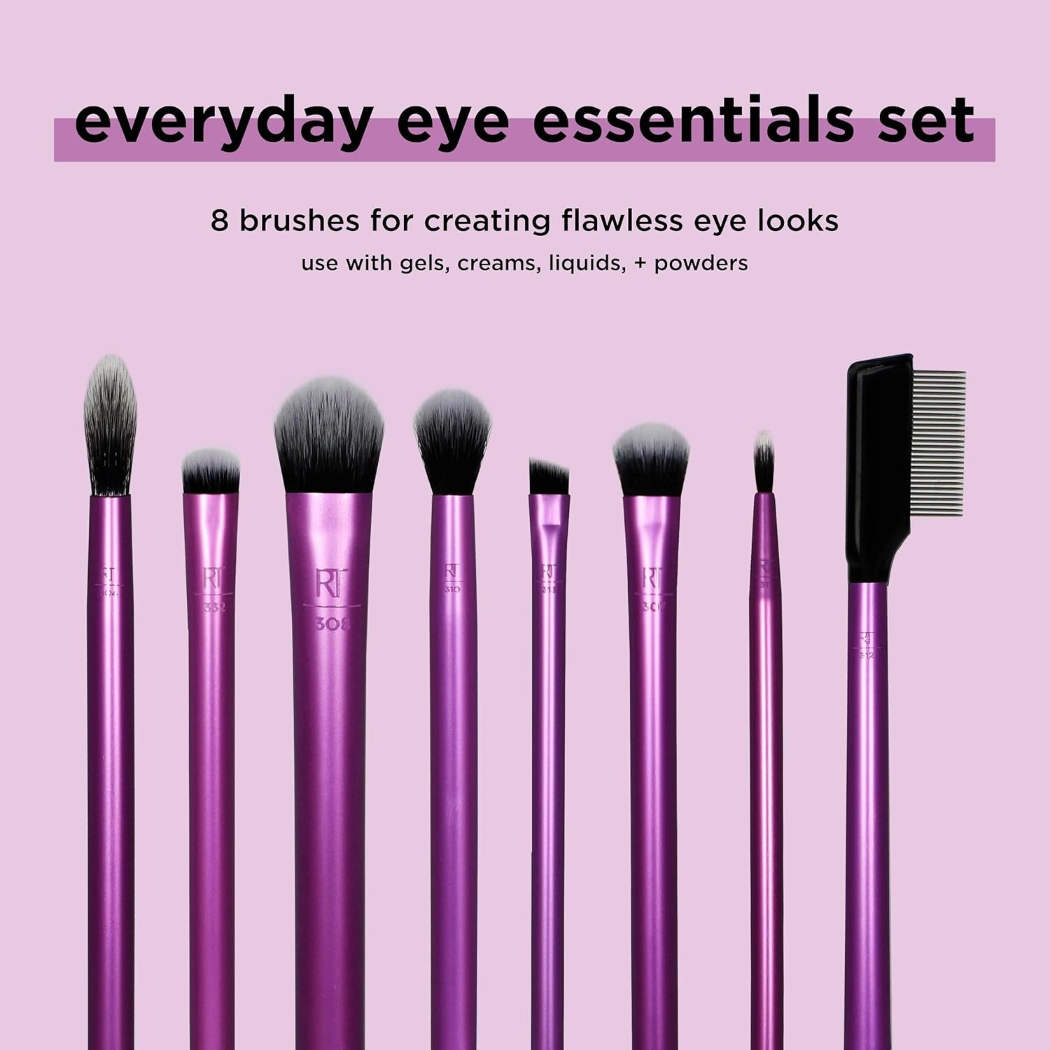image:imageReal Techniques 8 Piece Everyday Eye Essentials Makeup Brush Set Eye Brushes for Eye Liner Eyeshadow Brows amp Lashes Travel Friendly Gift Set Synthetic Bristles CrueltyFree amp Vegan8 Piece Set Pack of 8