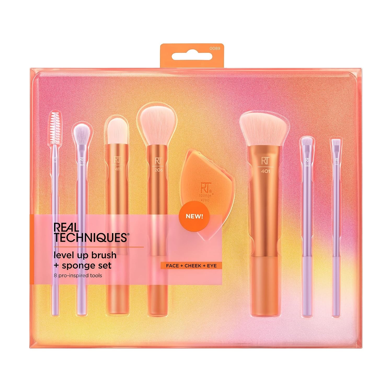 image:imageReal Techniques 8 Piece Level Up Brush And Sponge Set Makeup Brushes For Eyeshadow Foundation Blush amp Bronzer Makeup Blending Sponge Synthetic Bristles Stocking Stuffer CrueltyFree