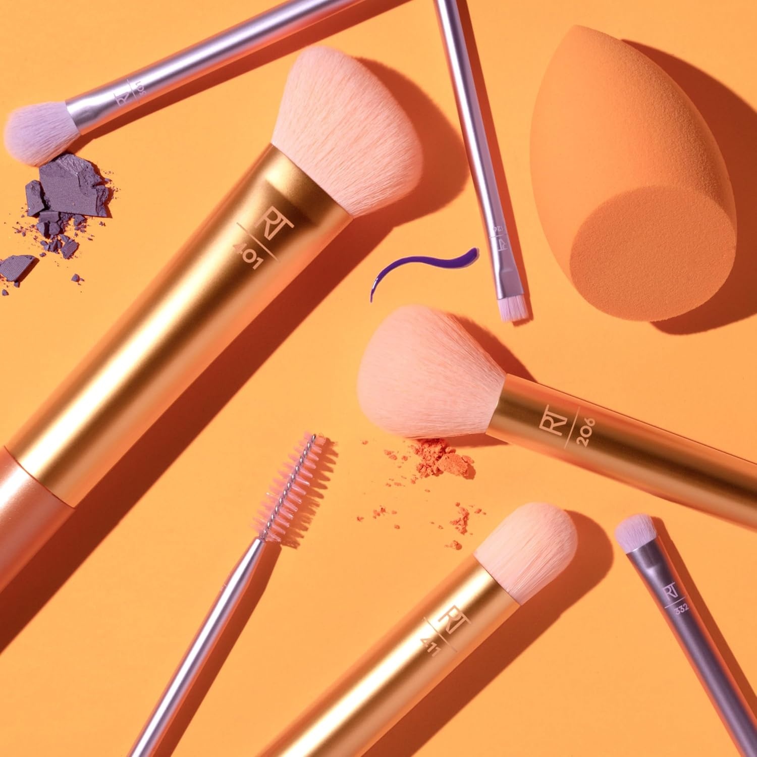 image:imageReal Techniques 8 Piece Level Up Brush And Sponge Set Makeup Brushes For Eyeshadow Foundation Blush amp Bronzer Makeup Blending Sponge Synthetic Bristles Stocking Stuffer CrueltyFree