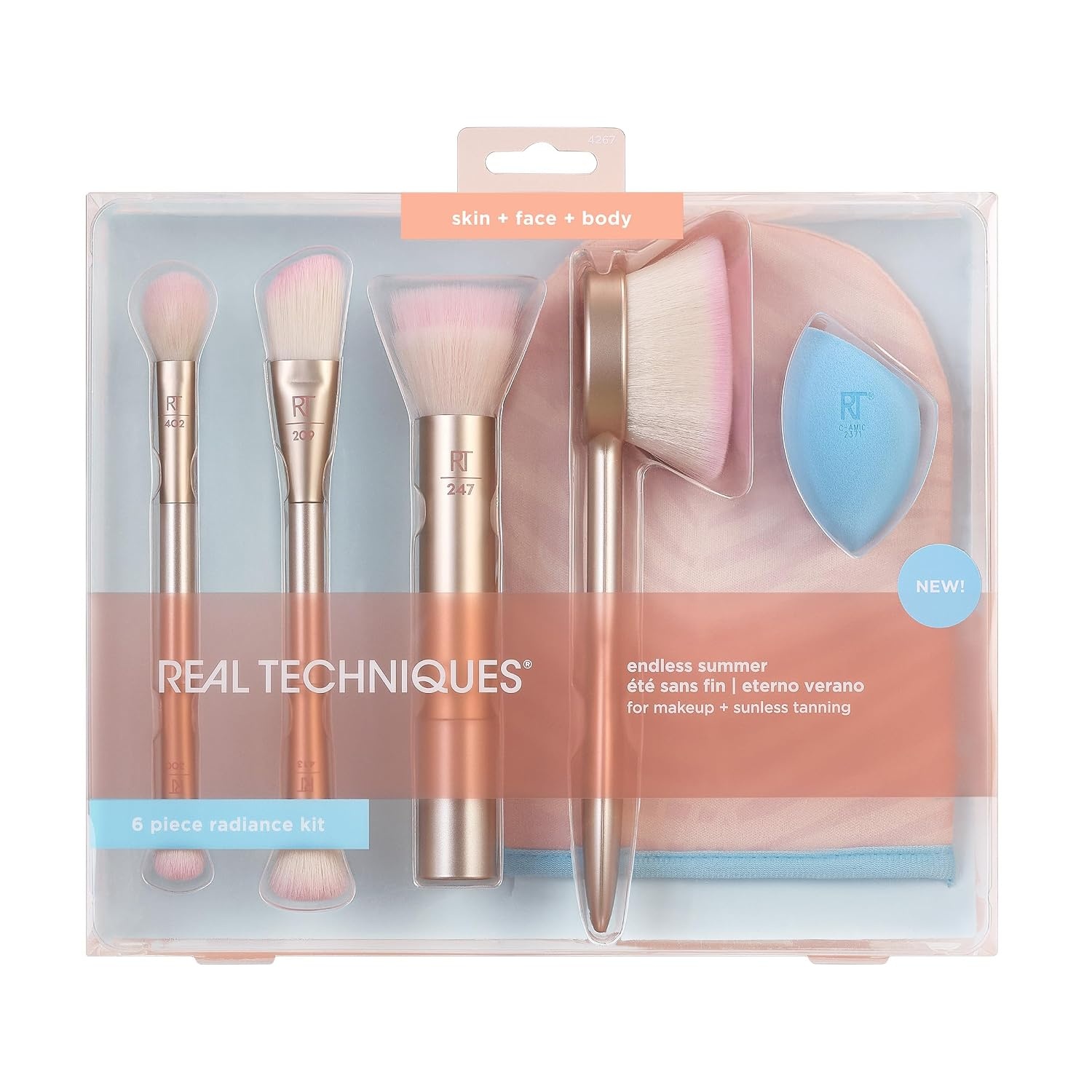 image:imageReal Techniques 9 Piece Au Naturale Makeup Brush Set For Liquid Cream amp Powder Eyeshadow Foundation Blush Bronzer amp Contour Travel Friendly Brushes Gift Set CrueltyFree Bristles6 Piece Set