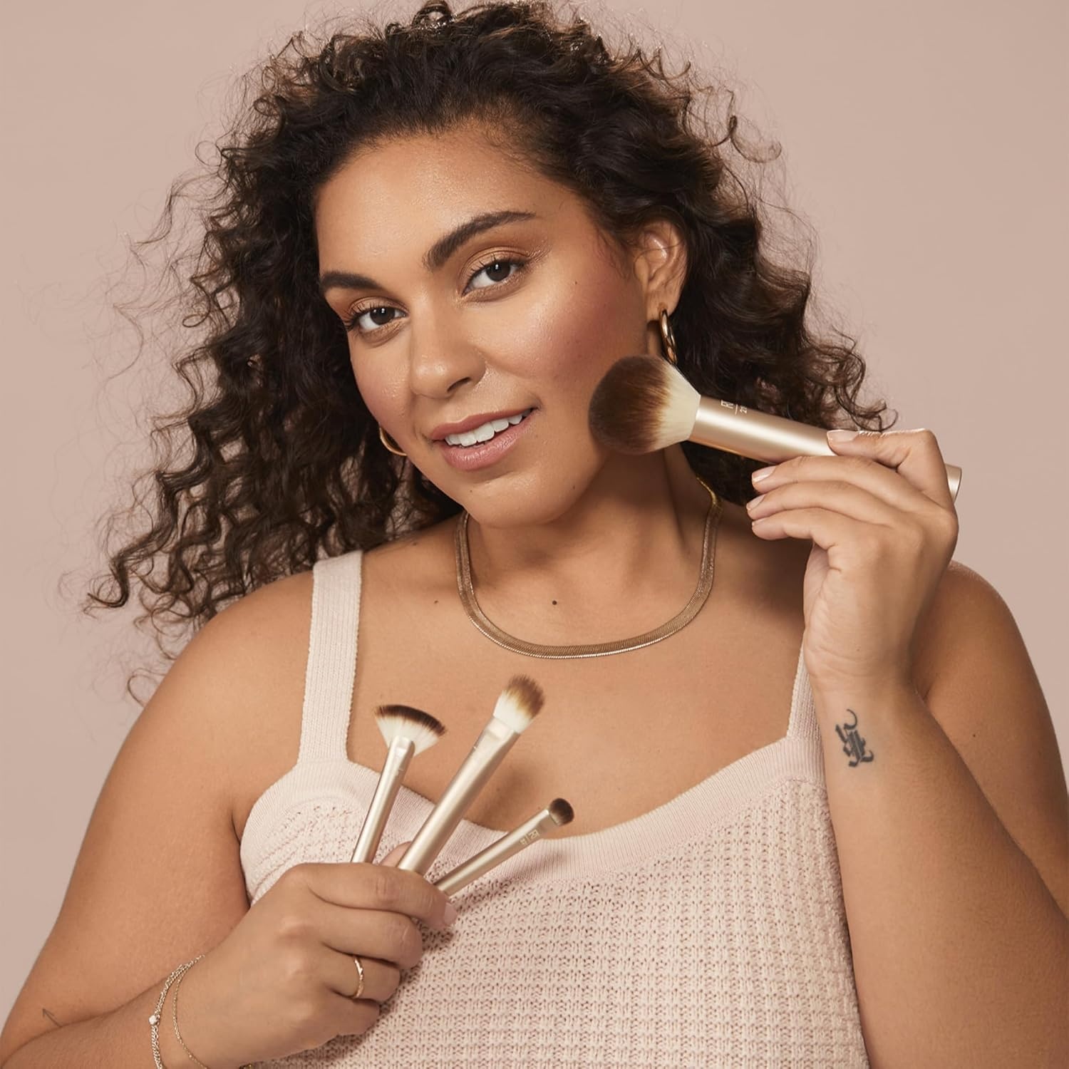 image:imageReal Techniques 9 Piece Au Naturale Makeup Brush Set For Liquid Cream amp Powder Eyeshadow Foundation Blush Bronzer amp Contour Travel Friendly Brushes Gift Set CrueltyFree Bristles9 Piece Set
