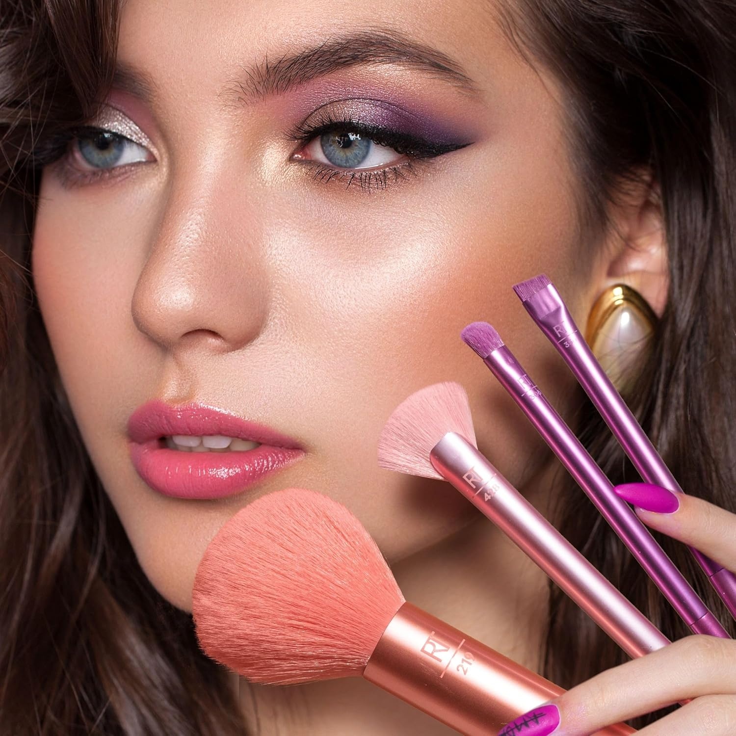 image:imageReal Techniques 9 Piece Au Naturale Makeup Brush Set For Liquid Cream amp Powder Eyeshadow Foundation Blush Bronzer amp Contour Travel Friendly Brushes Gift Set CrueltyFree Bristles9 Piece Set