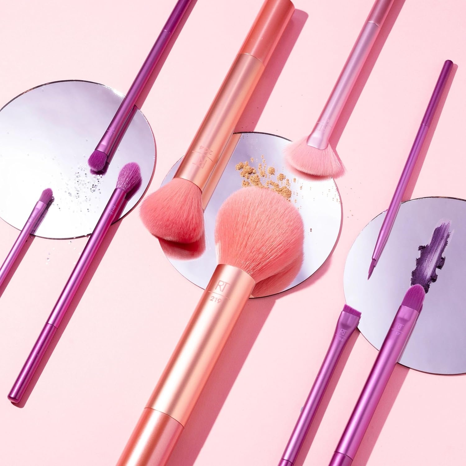 image:imageReal Techniques 9 Piece Au Naturale Makeup Brush Set For Liquid Cream amp Powder Eyeshadow Foundation Blush Bronzer amp Contour Travel Friendly Brushes Gift Set CrueltyFree Bristles9 Piece Set