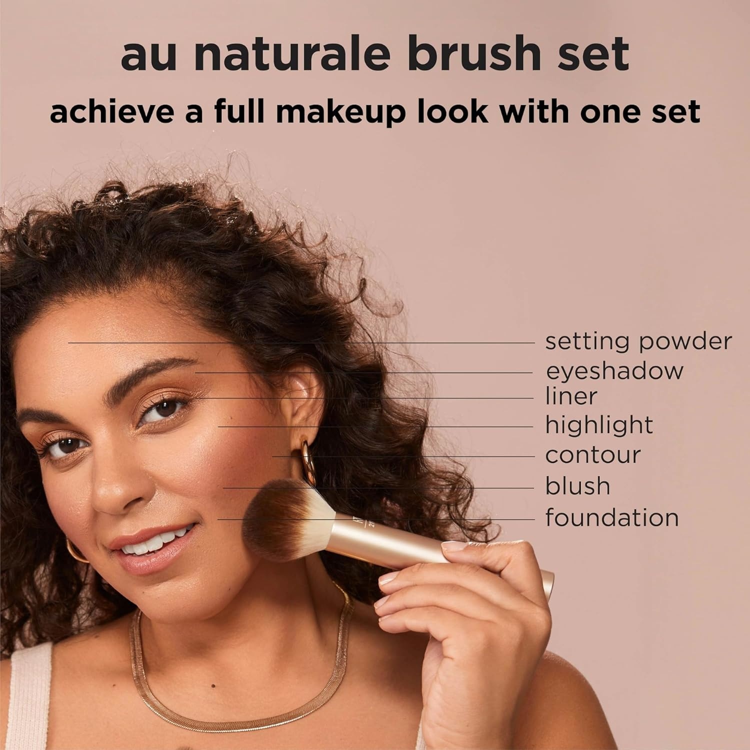 image:imageReal Techniques 9 Piece Au Naturale Makeup Brush Set For Liquid Cream amp Powder Eyeshadow Foundation Blush Bronzer amp Contour Travel Friendly Brushes Gift Set CrueltyFree Bristles9 Piece Set