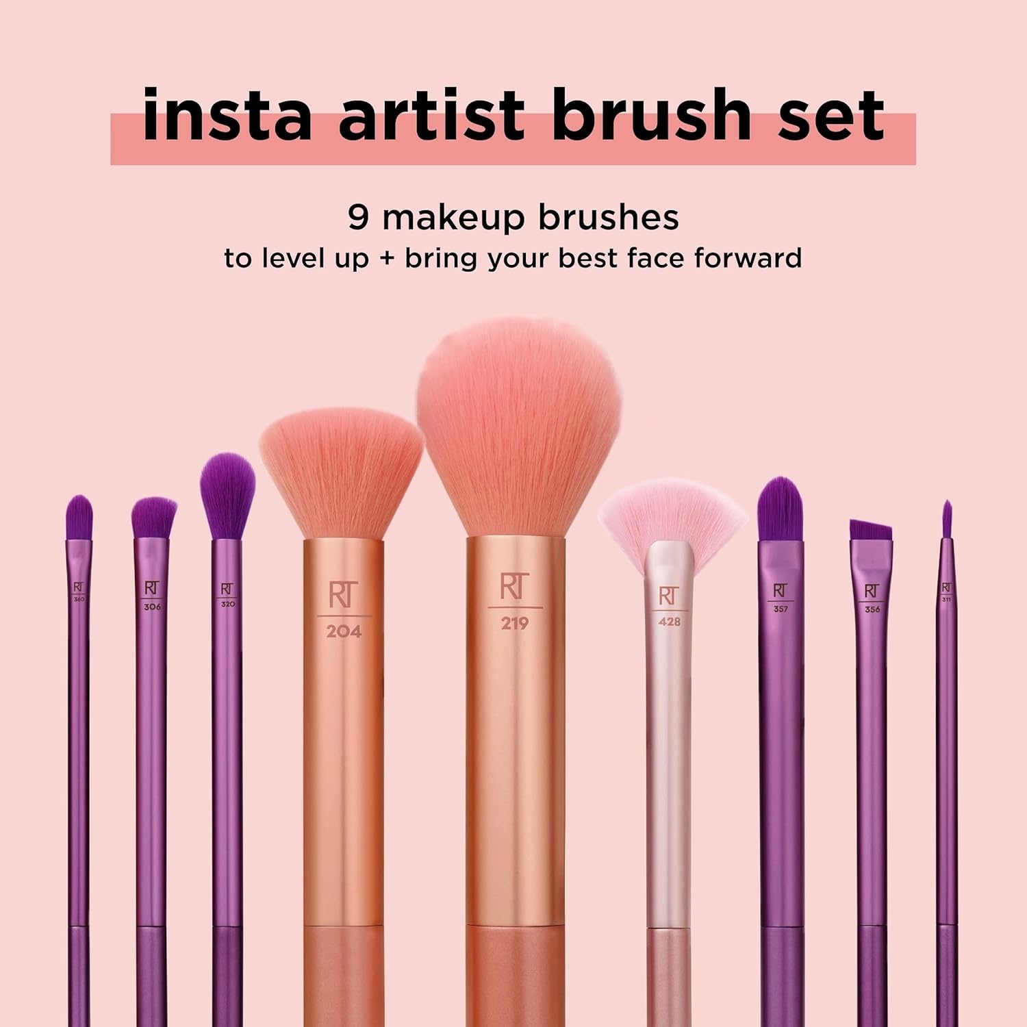 image:imageReal Techniques 9 Piece Au Naturale Makeup Brush Set For Liquid Cream amp Powder Eyeshadow Foundation Blush Bronzer amp Contour Travel Friendly Brushes Gift Set CrueltyFree Bristles9 Piece Set