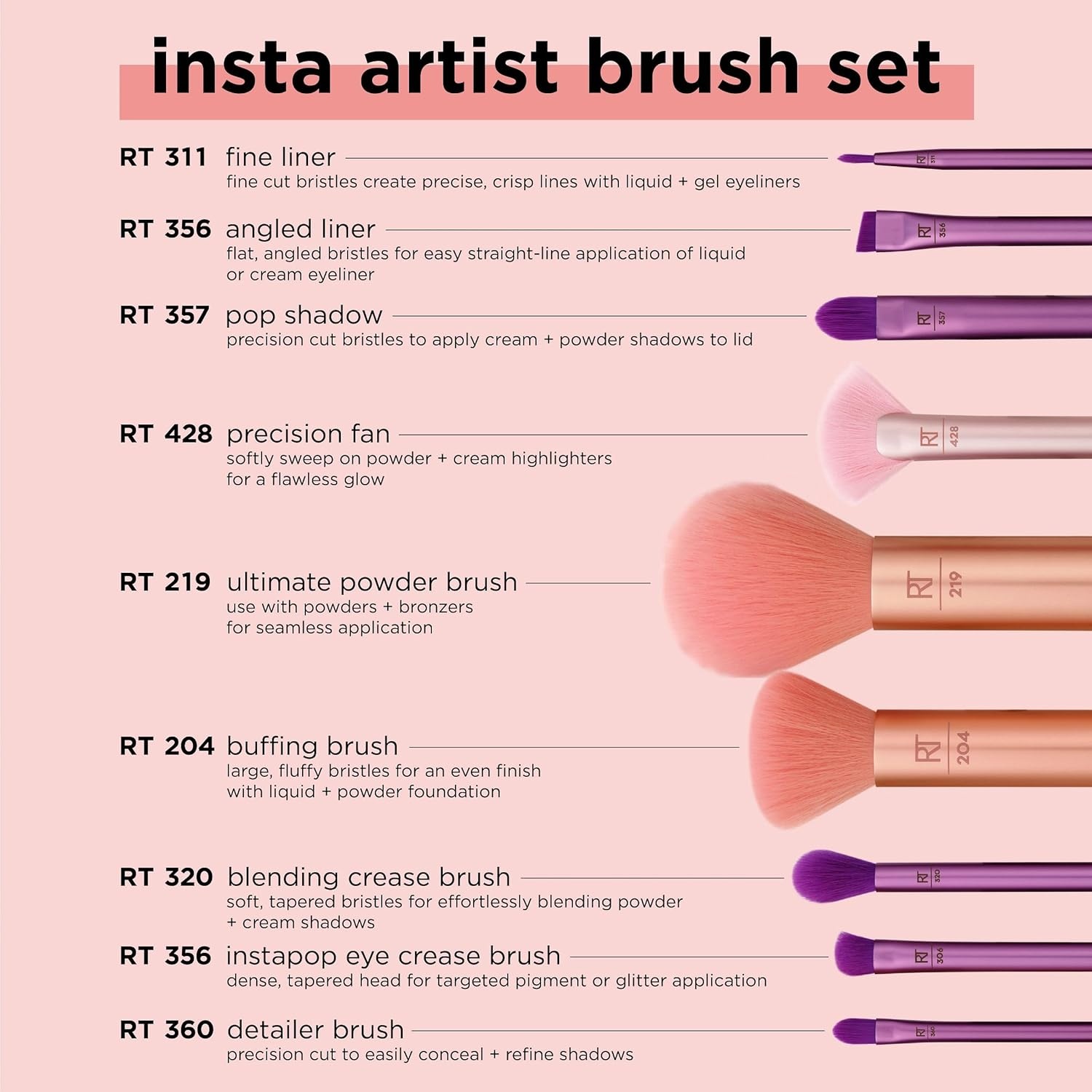 image:imageReal Techniques 9 Piece Au Naturale Makeup Brush Set For Liquid Cream amp Powder Eyeshadow Foundation Blush Bronzer amp Contour Travel Friendly Brushes Gift Set CrueltyFree Bristles9 Piece Set