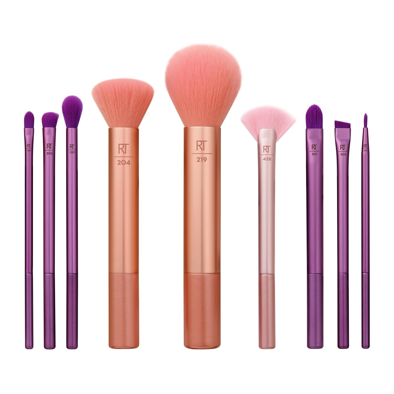 image:imageReal Techniques 9 Piece Au Naturale Makeup Brush Set For Liquid Cream amp Powder Eyeshadow Foundation Blush Bronzer amp Contour Travel Friendly Brushes Gift Set CrueltyFree Bristles9 Piece Set
