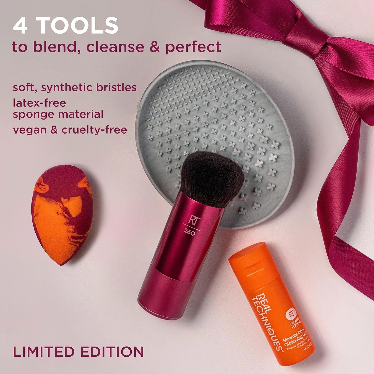 image:imageReal Techniques Better Blending Days Limited Edition 4Piece Holiday Makeup Gift Set Makeup Sponge Makeup Brush amp Cleansing Tools Vegan amp CrueltyFree Beauty Kit