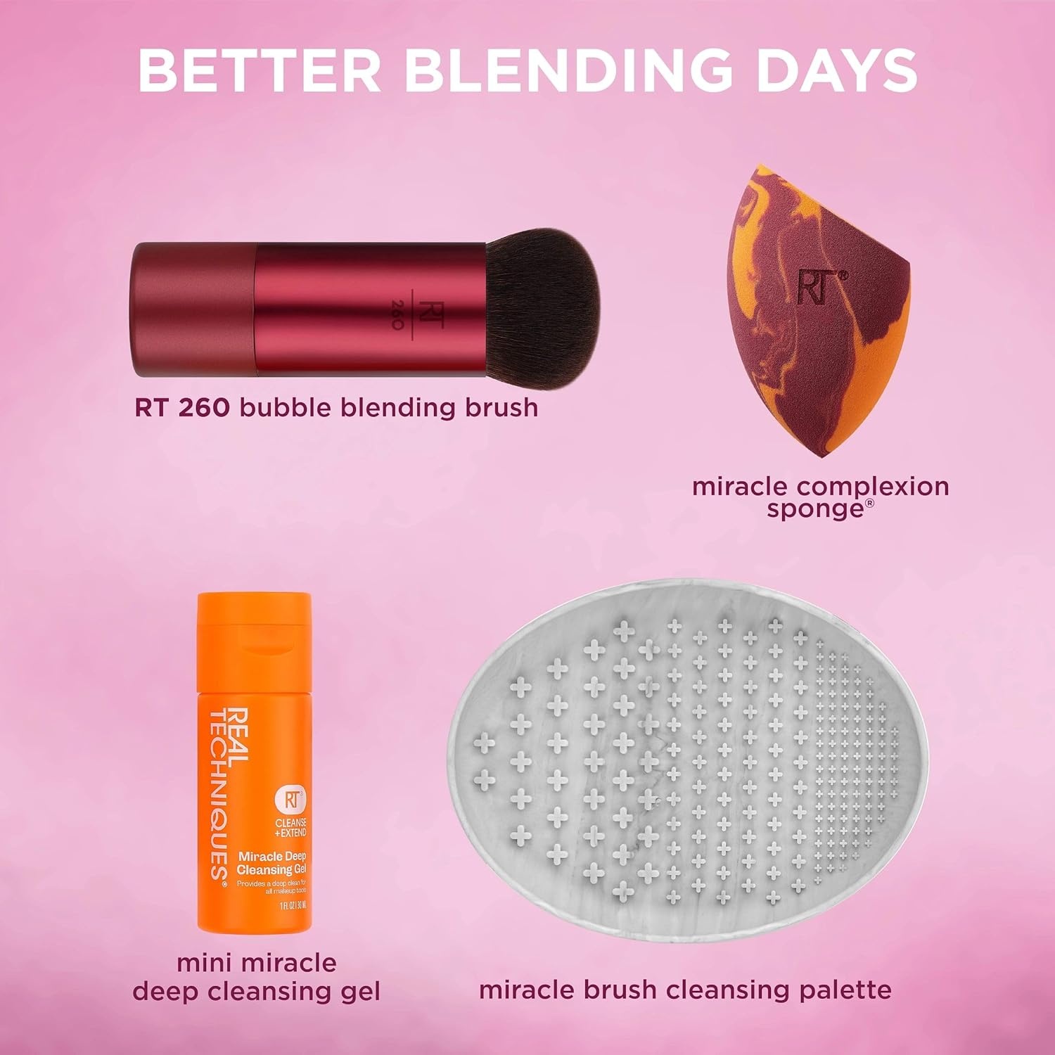 image:imageReal Techniques Better Blending Days Limited Edition 4Piece Holiday Makeup Gift Set Makeup Sponge Makeup Brush amp Cleansing Tools Vegan amp CrueltyFree Beauty Kit