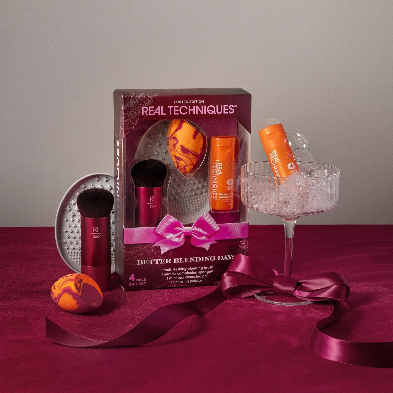 image:imageReal Techniques Better Blending Days Limited Edition 4Piece Holiday Makeup Gift Set Makeup Sponge Makeup Brush amp Cleansing Tools Vegan amp CrueltyFree Beauty Kit