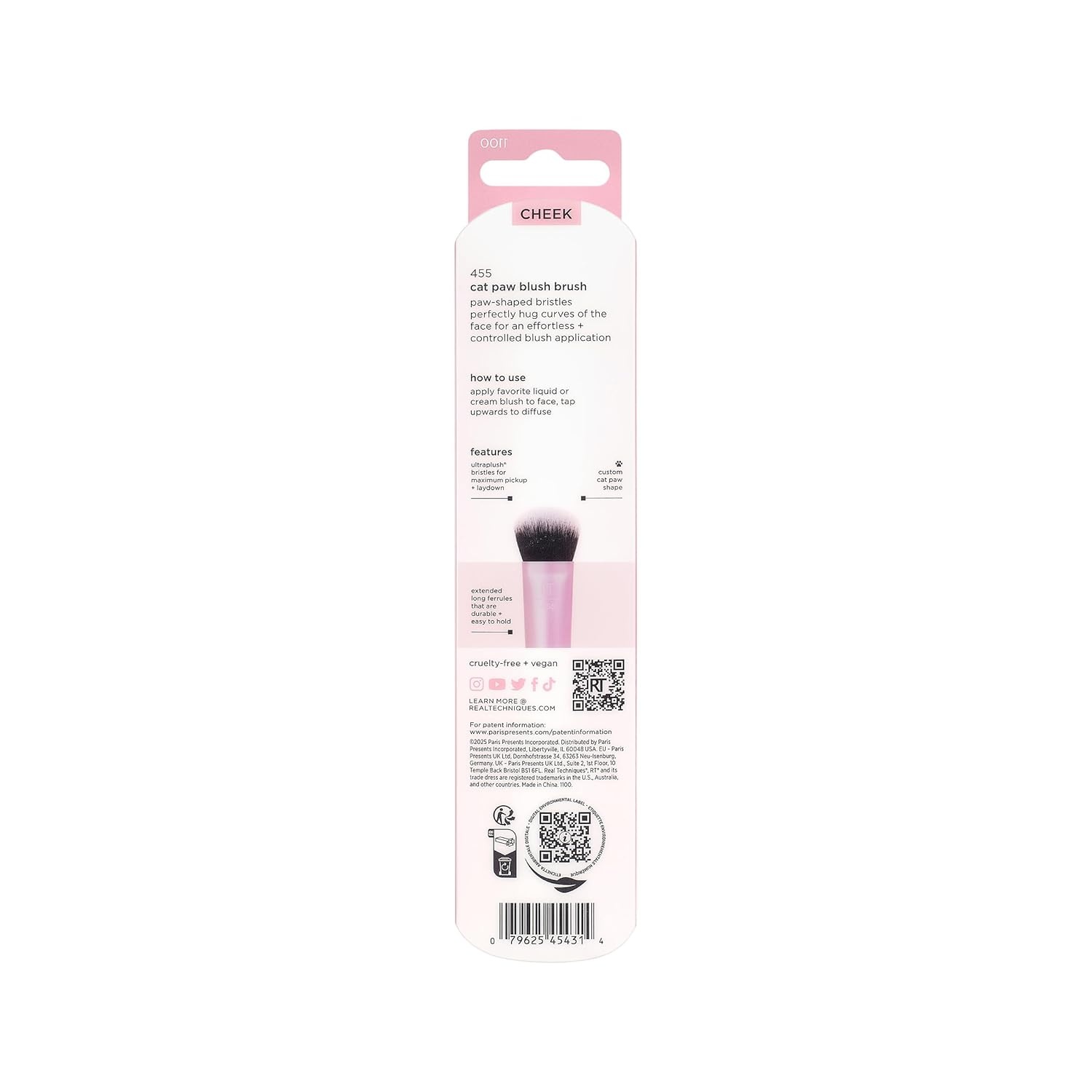 image:imageReal Techniques Cat Paw Blush Brush Liquid amp Cream Blush Makeup Brush Unique Paw Shape for Lifted Natural Color Soft UltraPlush Blending Bristles CrueltyFree 1 Count