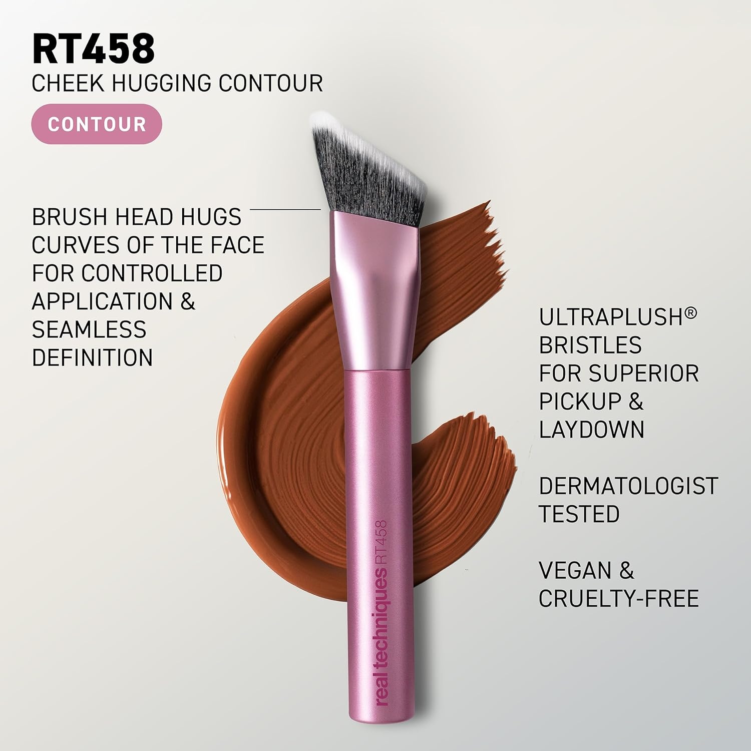 image:imageReal Techniques Cheek Hugging Contour Brush Angled Makeup Brush for Cream Contour Liquid Bronzer amp Sculpting Precision Face Shaping UltraPlush Bristles CrueltyFree 1 CountCheek Hugging Brush