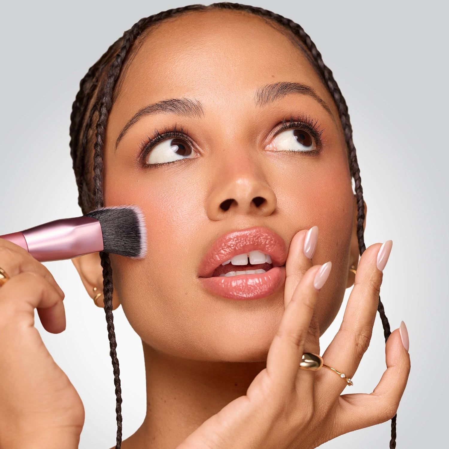 image:imageReal Techniques Cheek Hugging Contour Brush Angled Makeup Brush for Cream Contour Liquid Bronzer amp Sculpting Precision Face Shaping UltraPlush Bristles CrueltyFree 1 CountCheek Hugging Brush