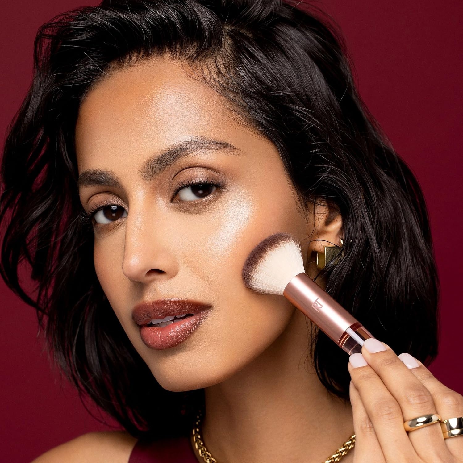 image:imageReal Techniques Cherry On Top A Brighter Hue Base Set Face Makeup Brushes amp Travel Covers For Foundation Concealer Powder amp Blush Synthetic Bristles Vegan amp CrueltyFree 6 Piece SetBase Set