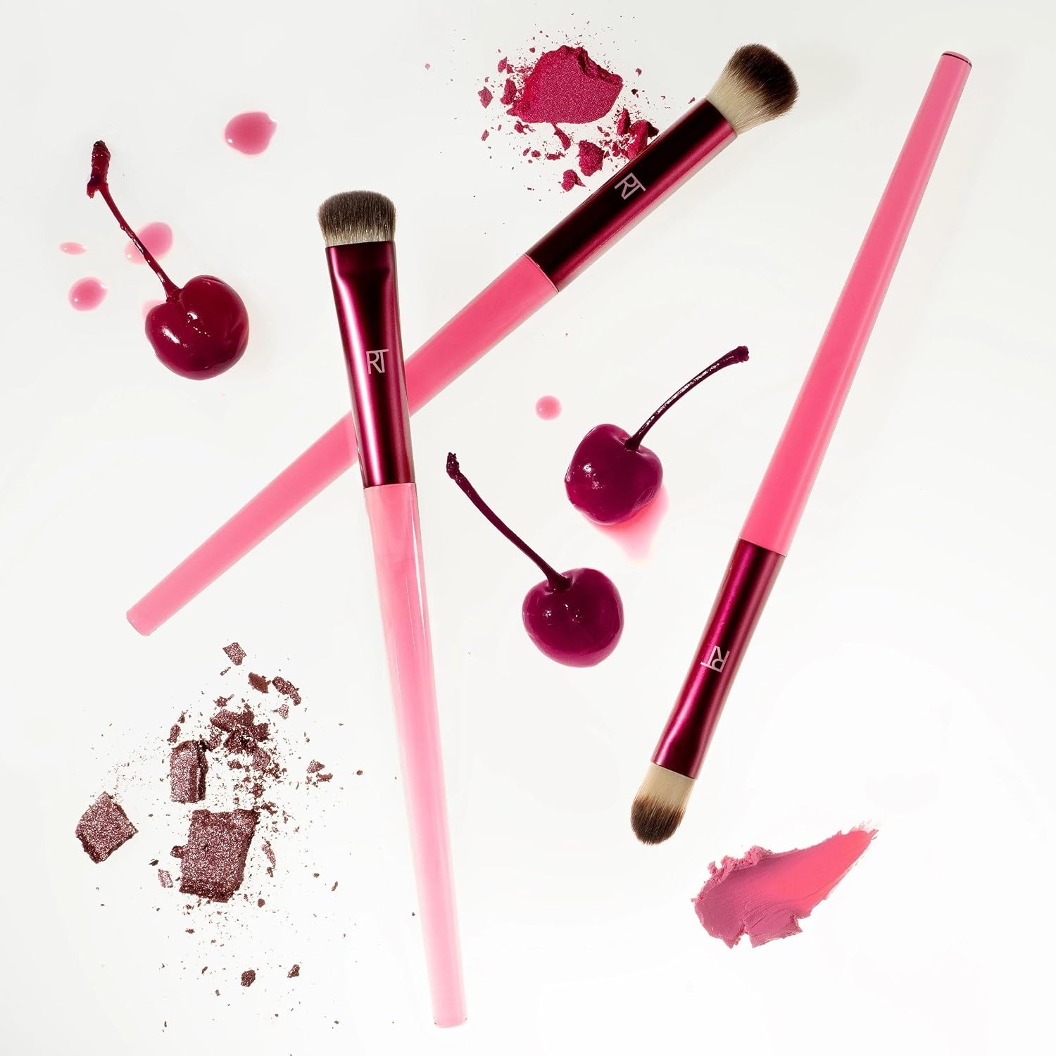 image:imageReal Techniques Cherry On Top MesmerEYES Brush Trio Limited Edition Makeup Brush Set Synthetic Bristles Eyeshadow Blending Brushes Vegan amp CrueltyFree For Powder amp Cream Shadow 3 Piece Set